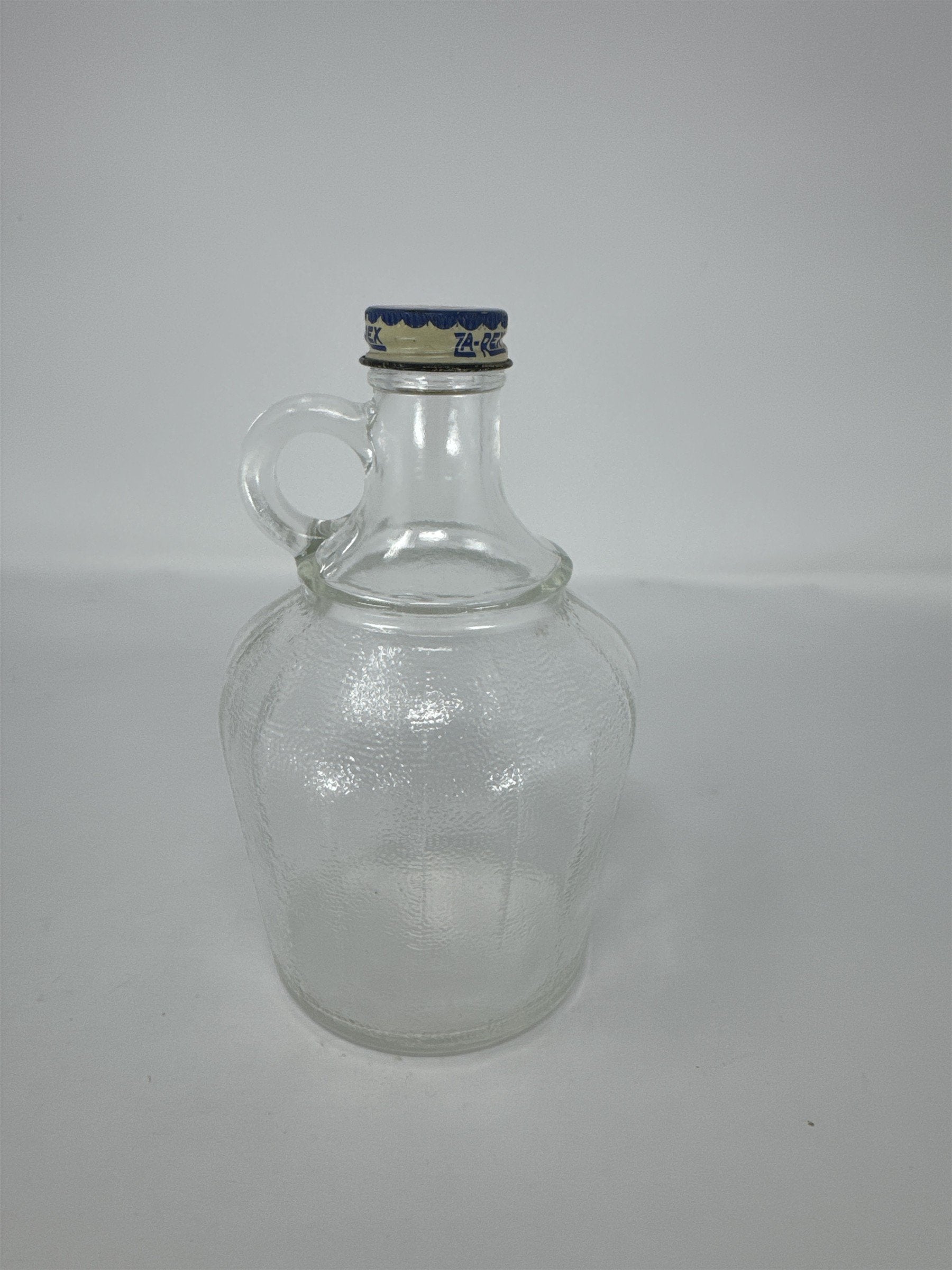 Vintage Za-Rex Glass Syrup Bottle Fruit Juice Jug with Original Metal Lid