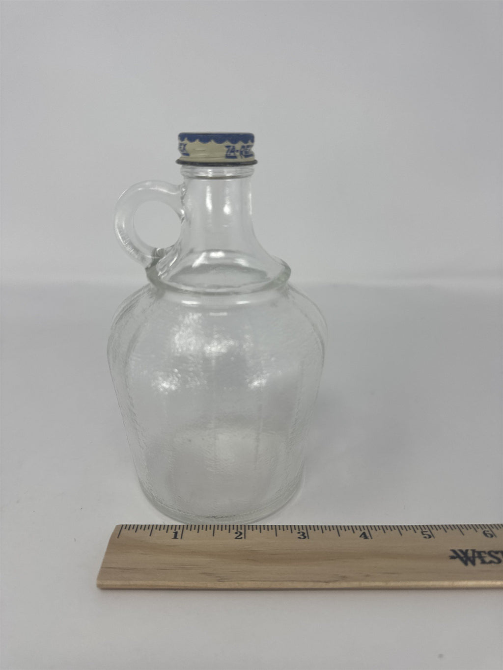 Vintage Za-Rex Glass Syrup Bottle Fruit Juice Jug with Original Metal Lid