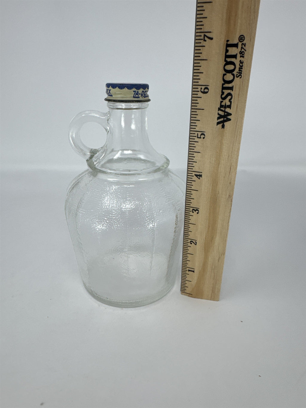 Vintage Za-Rex Glass Syrup Bottle Fruit Juice Jug with Original Metal Lid