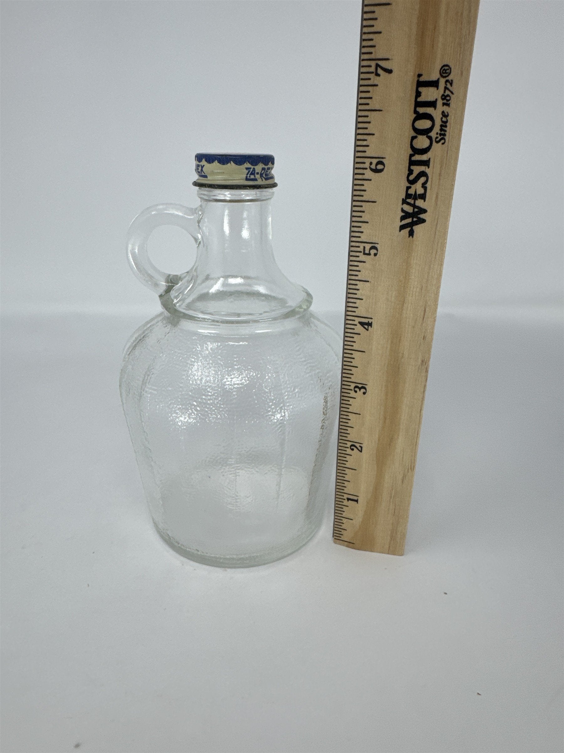 Vintage Za-Rex Glass Syrup Bottle Fruit Juice Jug with Original Metal Lid