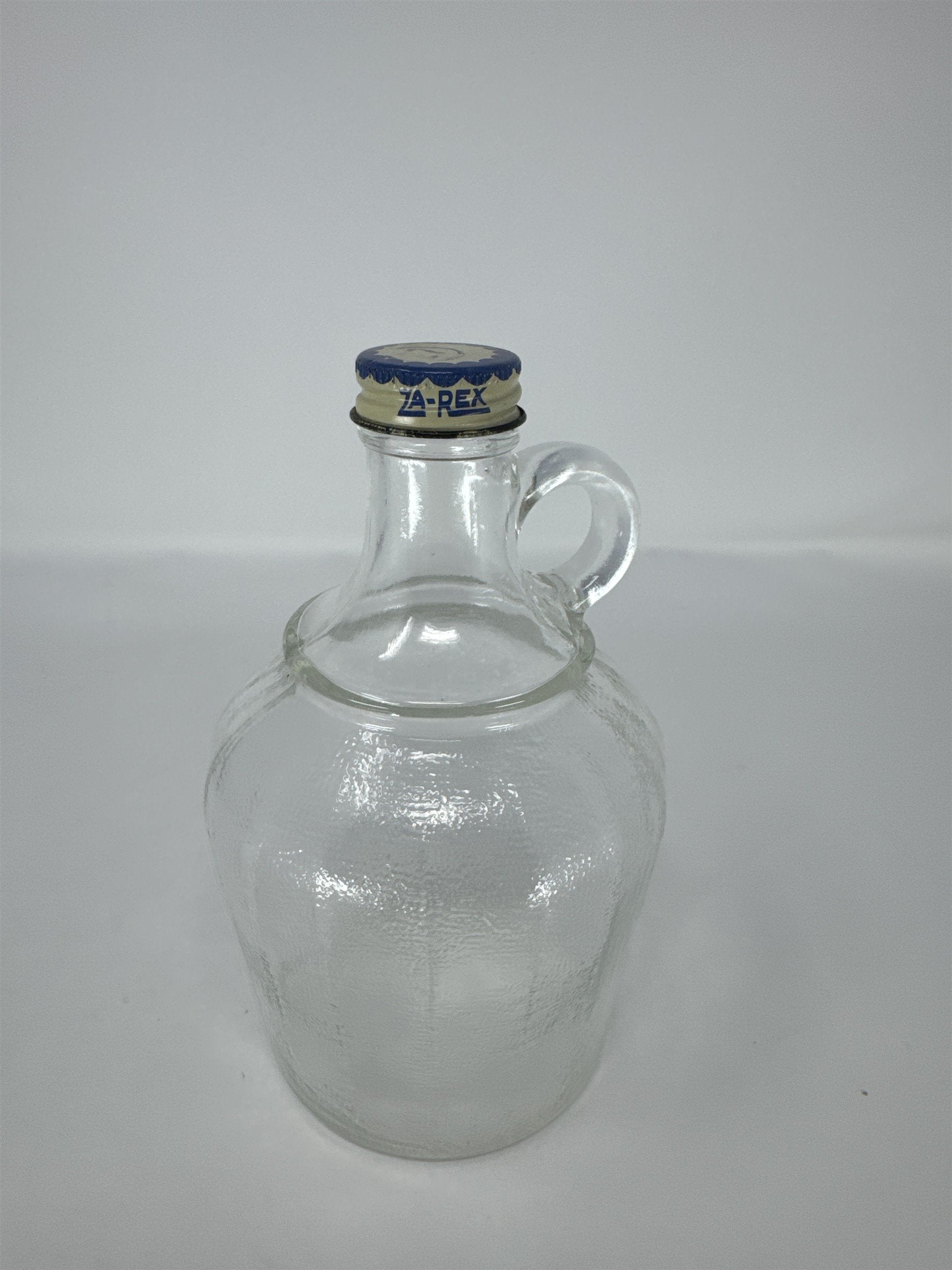 Vintage Za-Rex Glass Syrup Bottle Fruit Juice Jug with Original Metal Lid