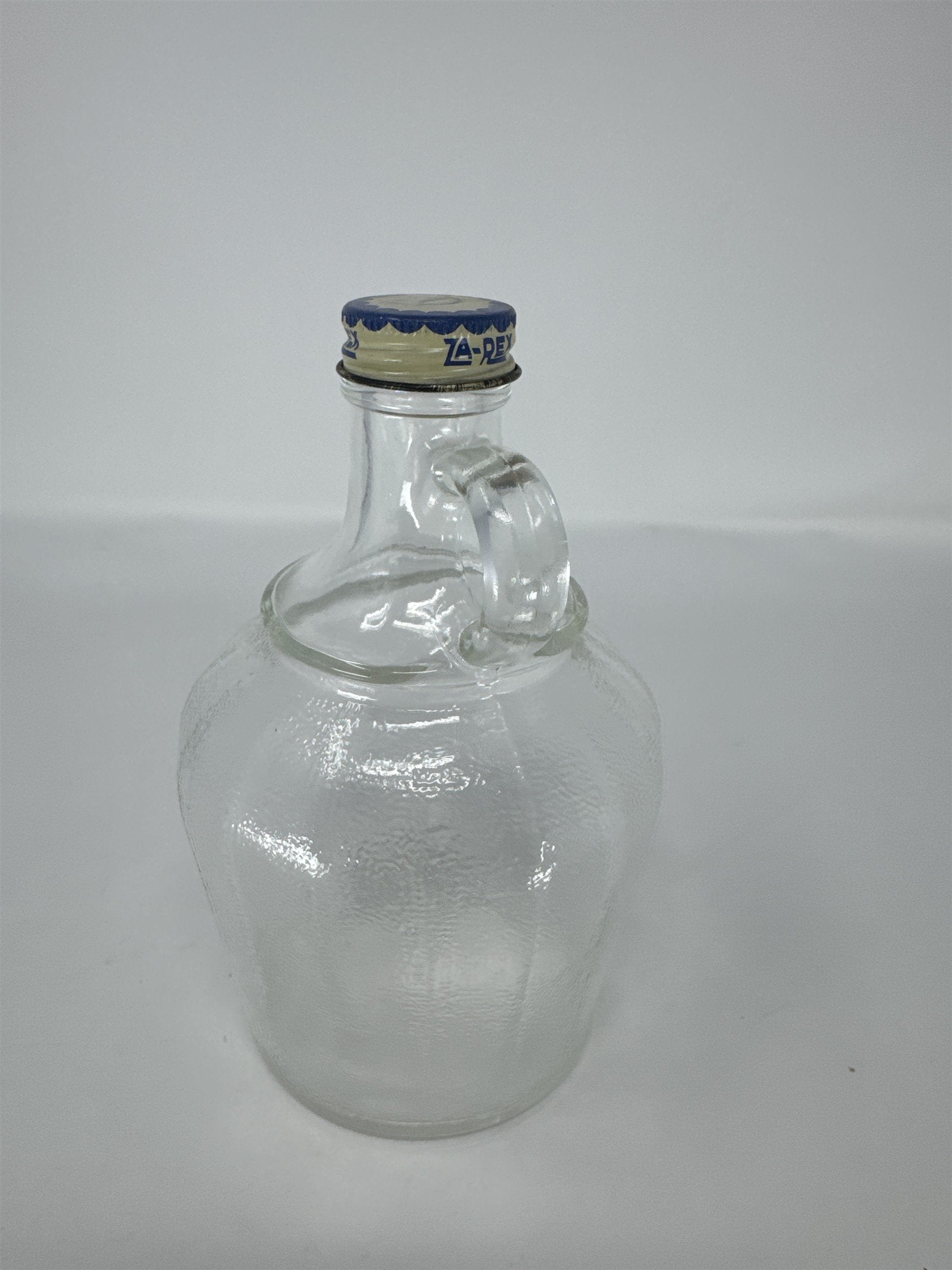 Vintage Za-Rex Glass Syrup Bottle Fruit Juice Jug with Original Metal Lid