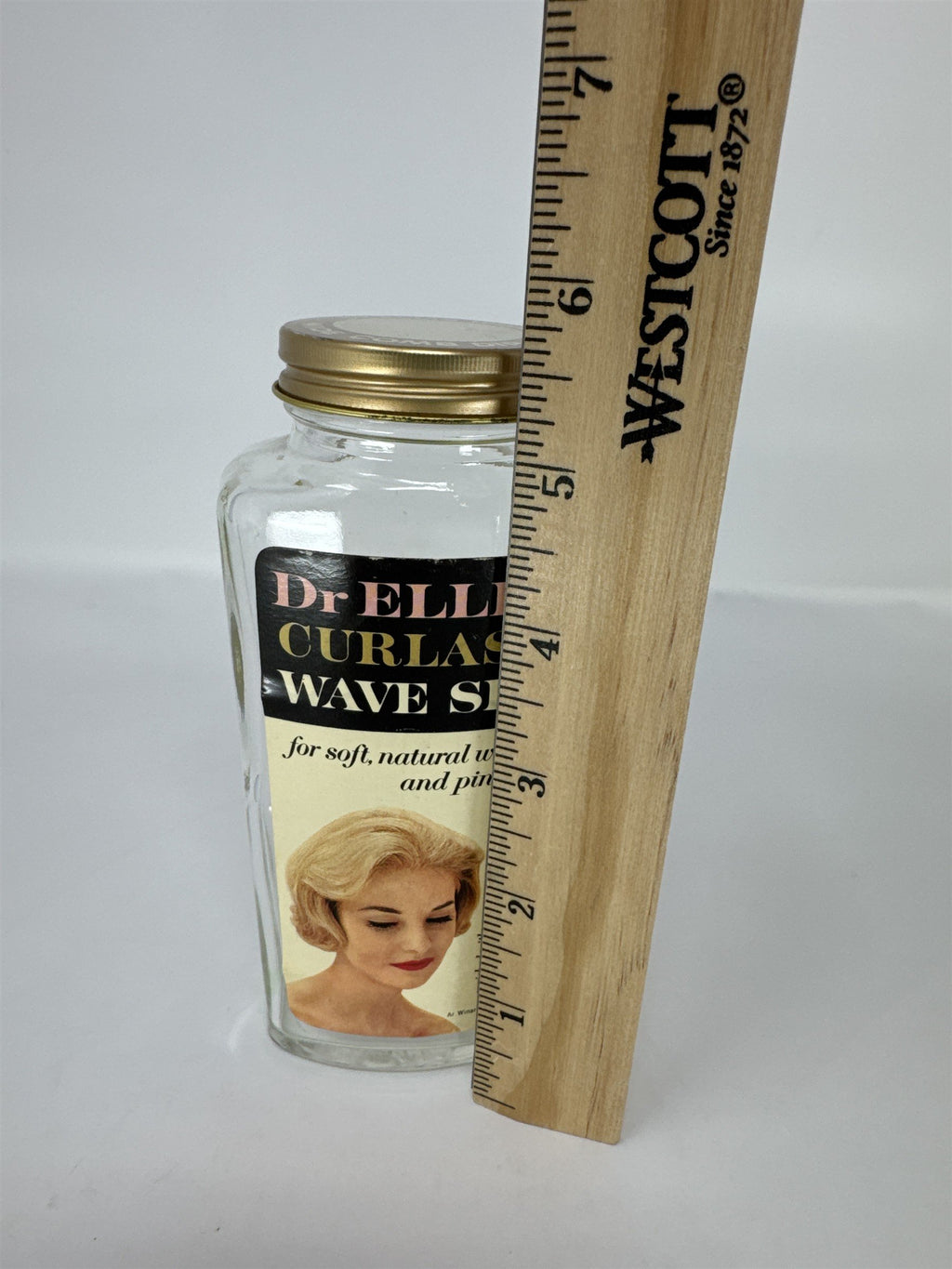 Vintage Dr Ellis Curlast Wave Set Glass Bottle Hair Care Apothecary Lanolin Labe