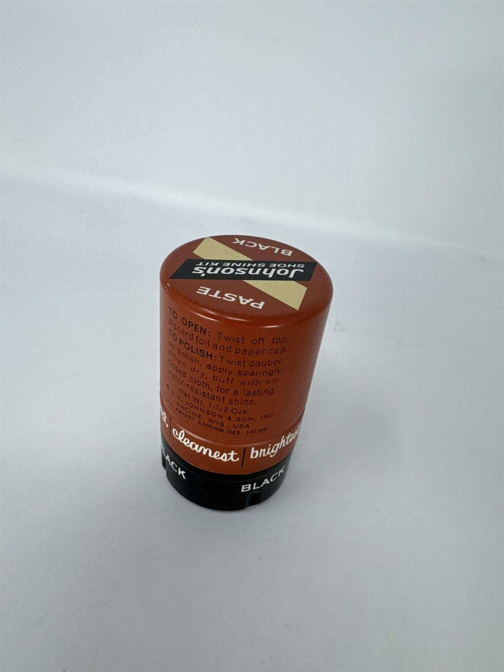 Vintage Johnson's Shoe Shine Kit Black Paste Polish Tin MCM Graphics Tin