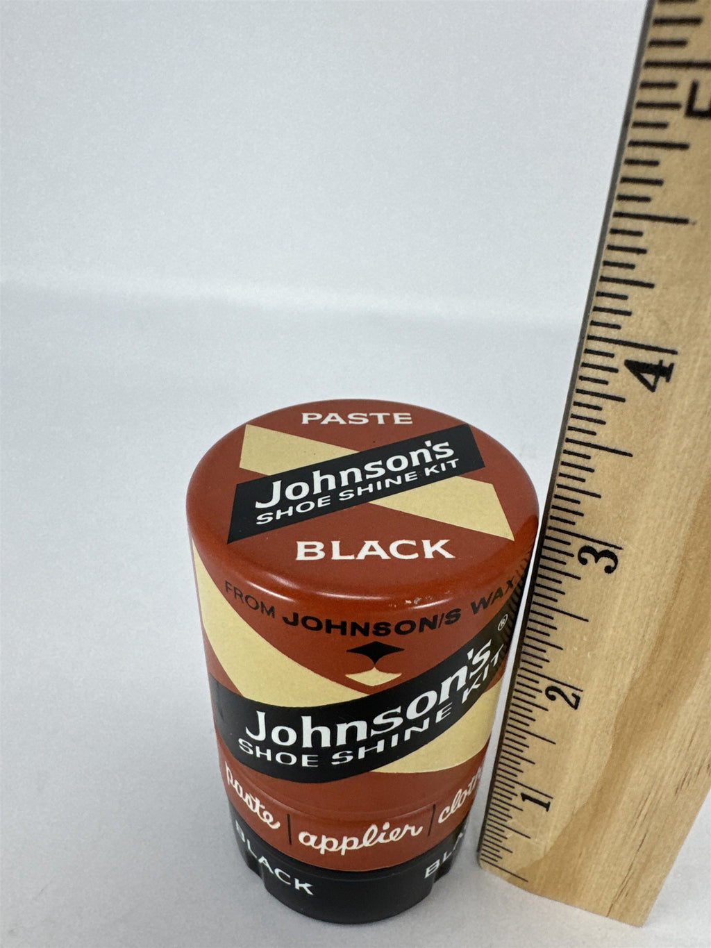 Vintage Johnson's Shoe Shine Kit Black Paste Polish Tin MCM Graphics Tin