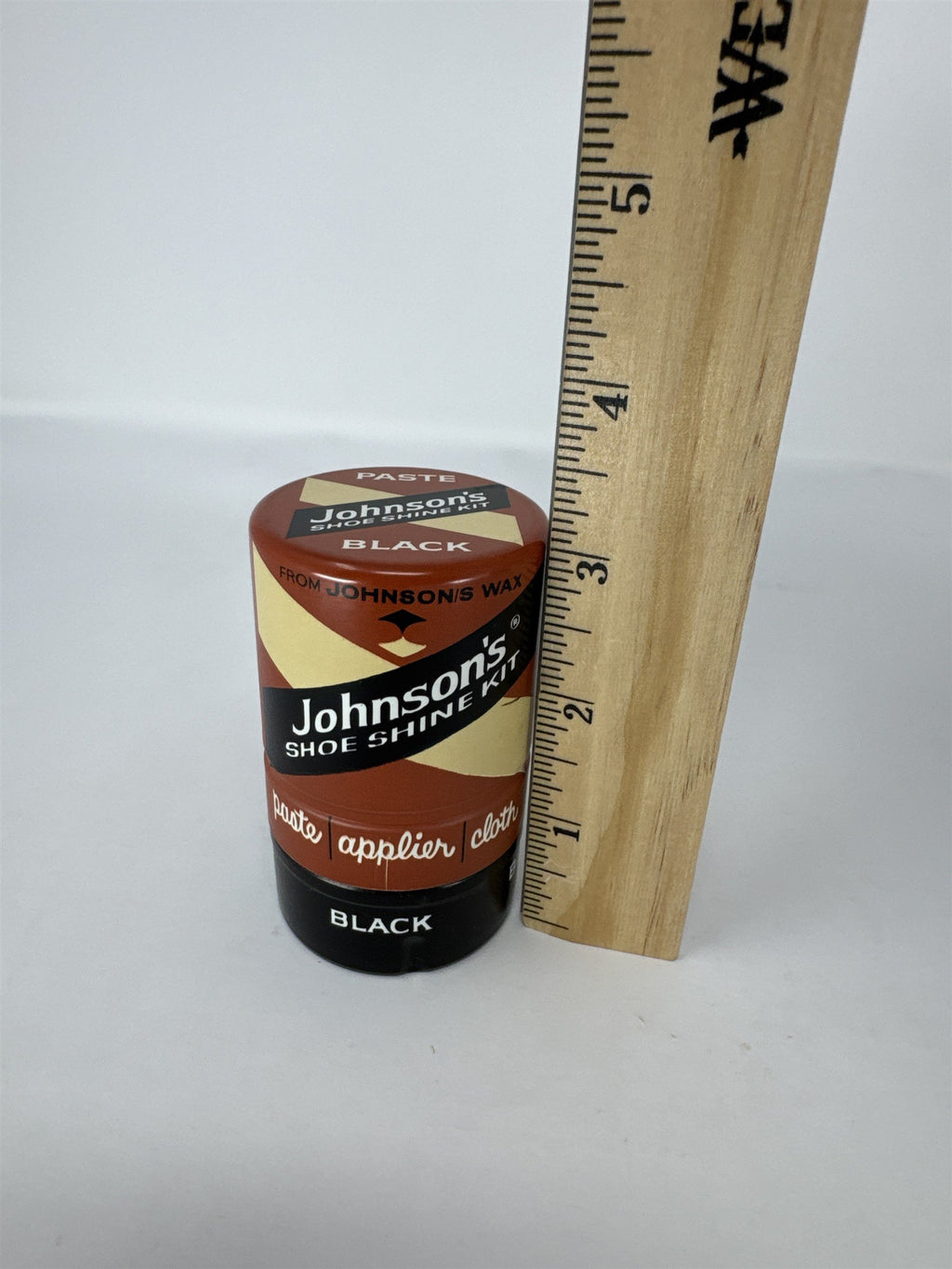 Vintage Johnson's Shoe Shine Kit Black Paste Polish Tin MCM Graphics Tin READ