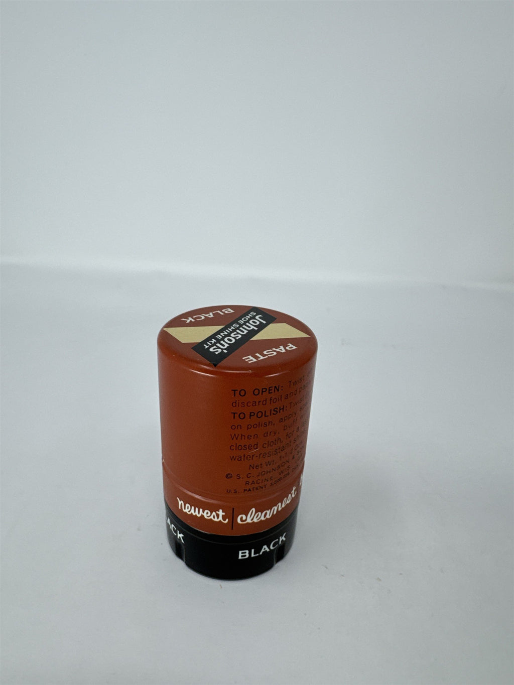 Vintage Johnson's Shoe Shine Kit Black Paste Polish Tin MCM Graphics Tin READ