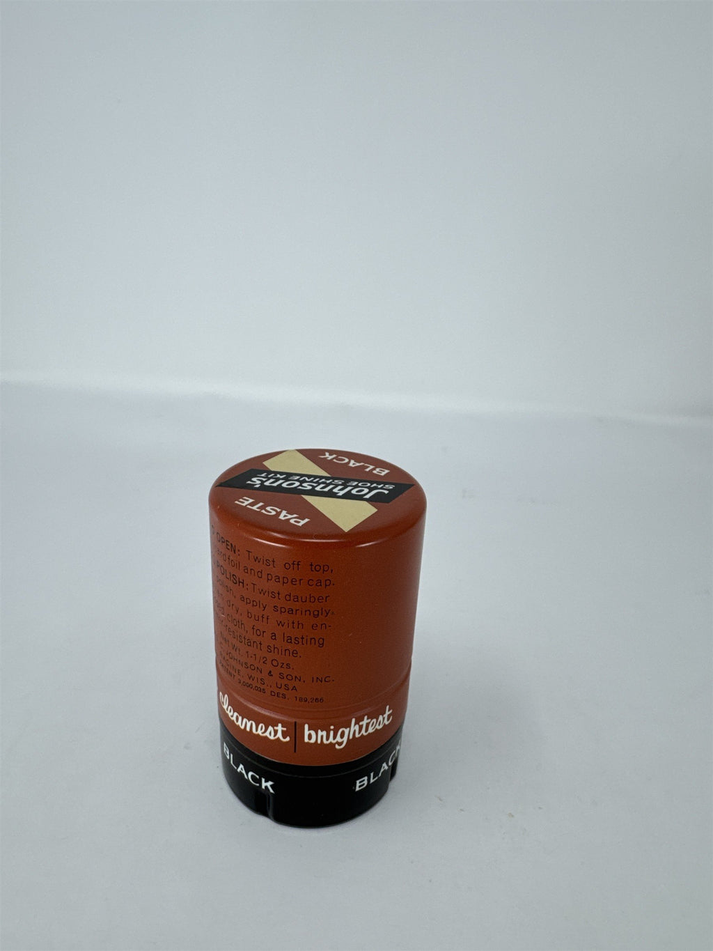 Vintage Johnson's Shoe Shine Kit Black Paste Polish Tin MCM Graphics Tin READ