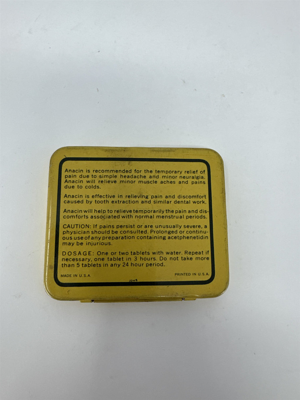 Vintage Anacin Tin Thirty Tablets Whitehall Pharmacal Co New York Apothecary