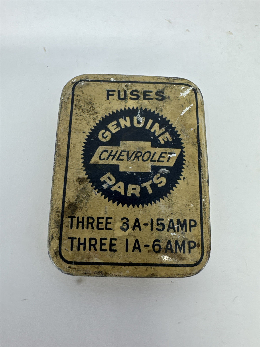 Vintage Chevy Parts Fuse Tin 3A-15AMP 1A-6AMP Chevrolet Advertising Pocket Case