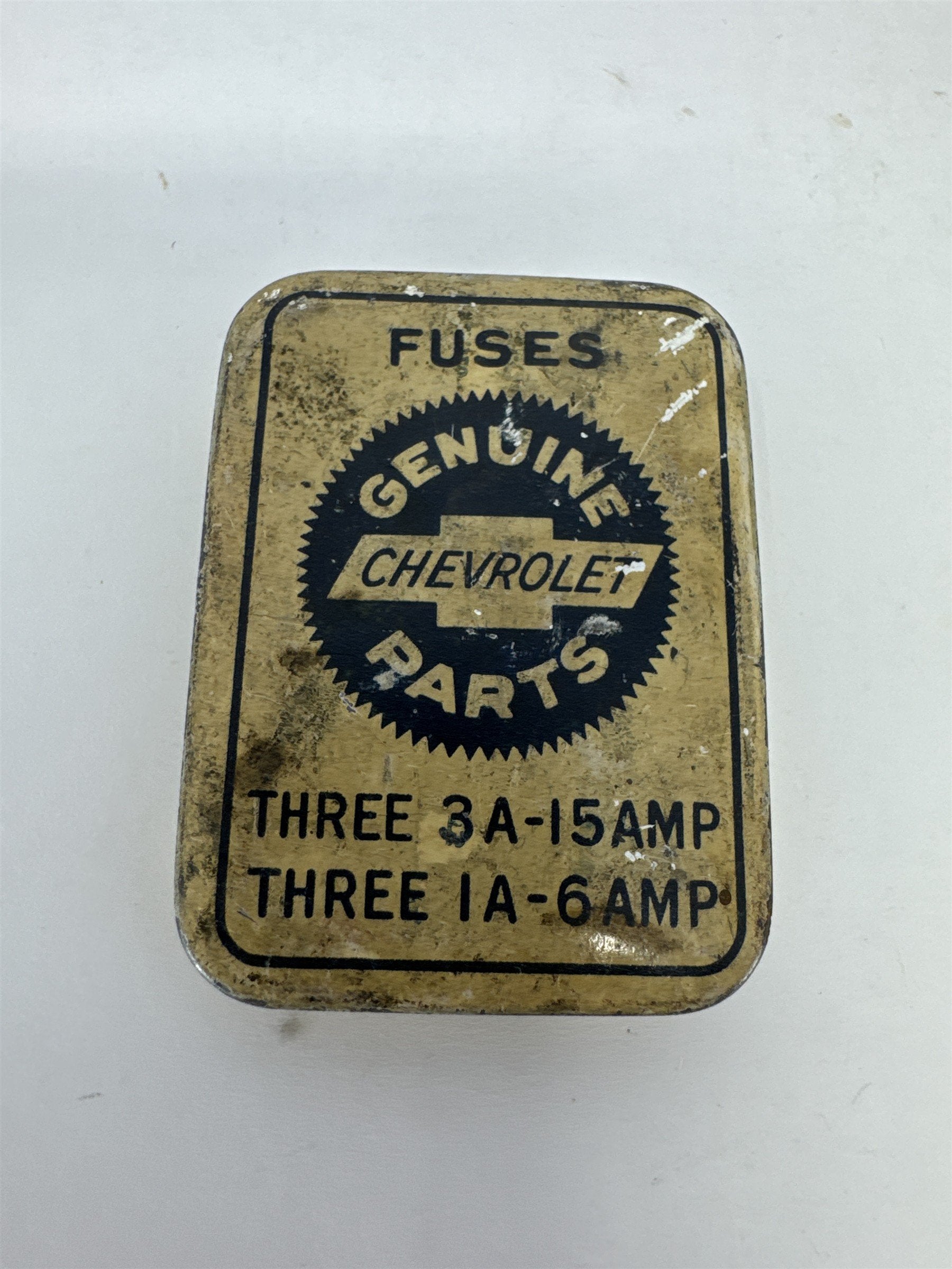 Vintage Chevy Parts Fuse Tin 3A-15AMP 1A-6AMP Chevrolet Advertising Pocket Case