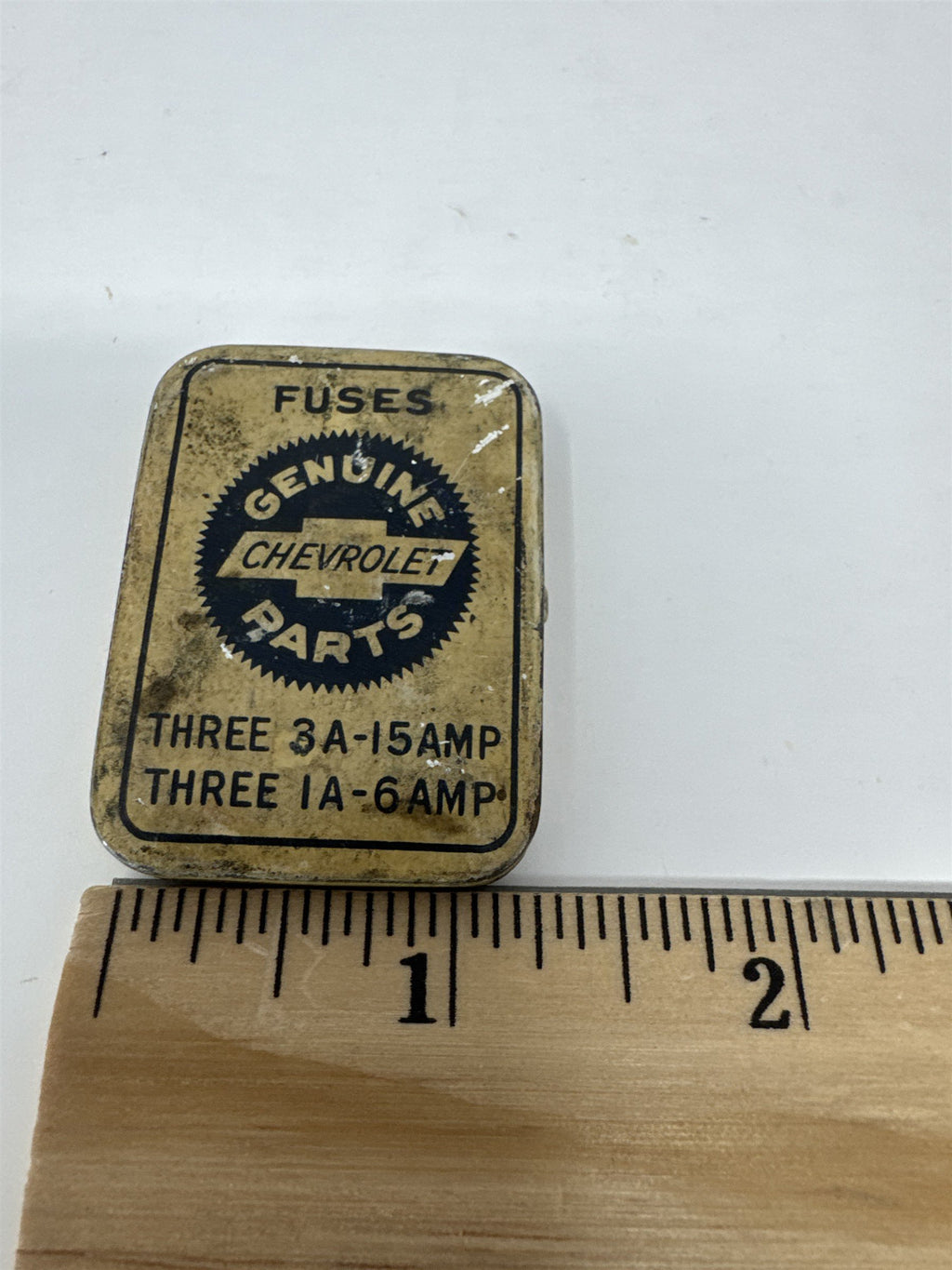 Vintage Chevy Parts Fuse Tin 3A-15AMP 1A-6AMP Chevrolet Advertising Pocket Case