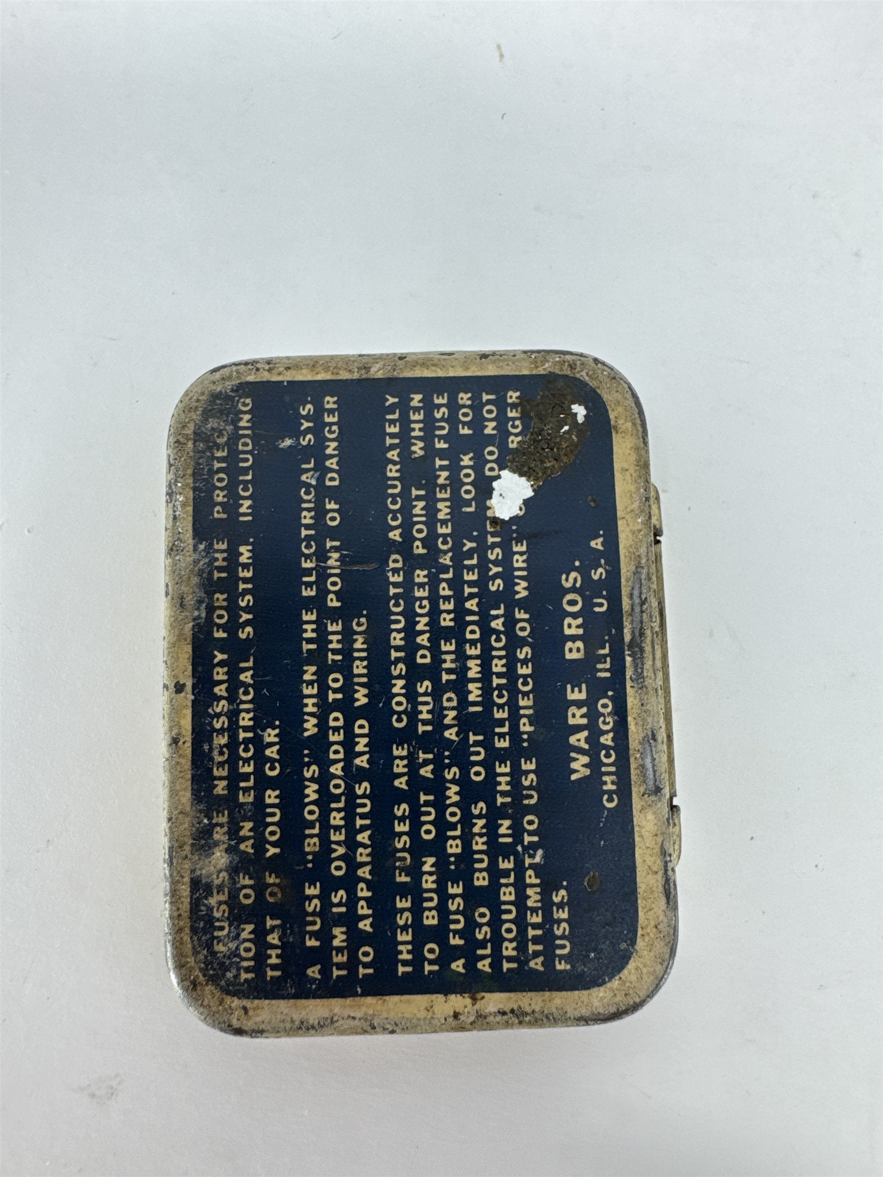 Vintage Chevy Parts Fuse Tin 3A-15AMP 1A-6AMP Chevrolet Advertising Pocket Case