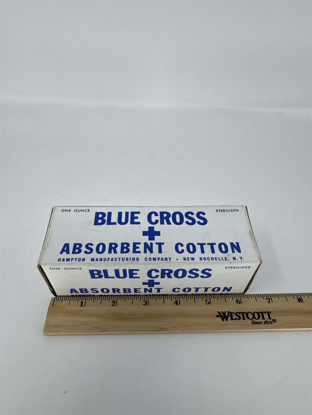 Vintage Blue Cross Absorbent Cotton Box Hampton Manufacturing New Rochelle NY