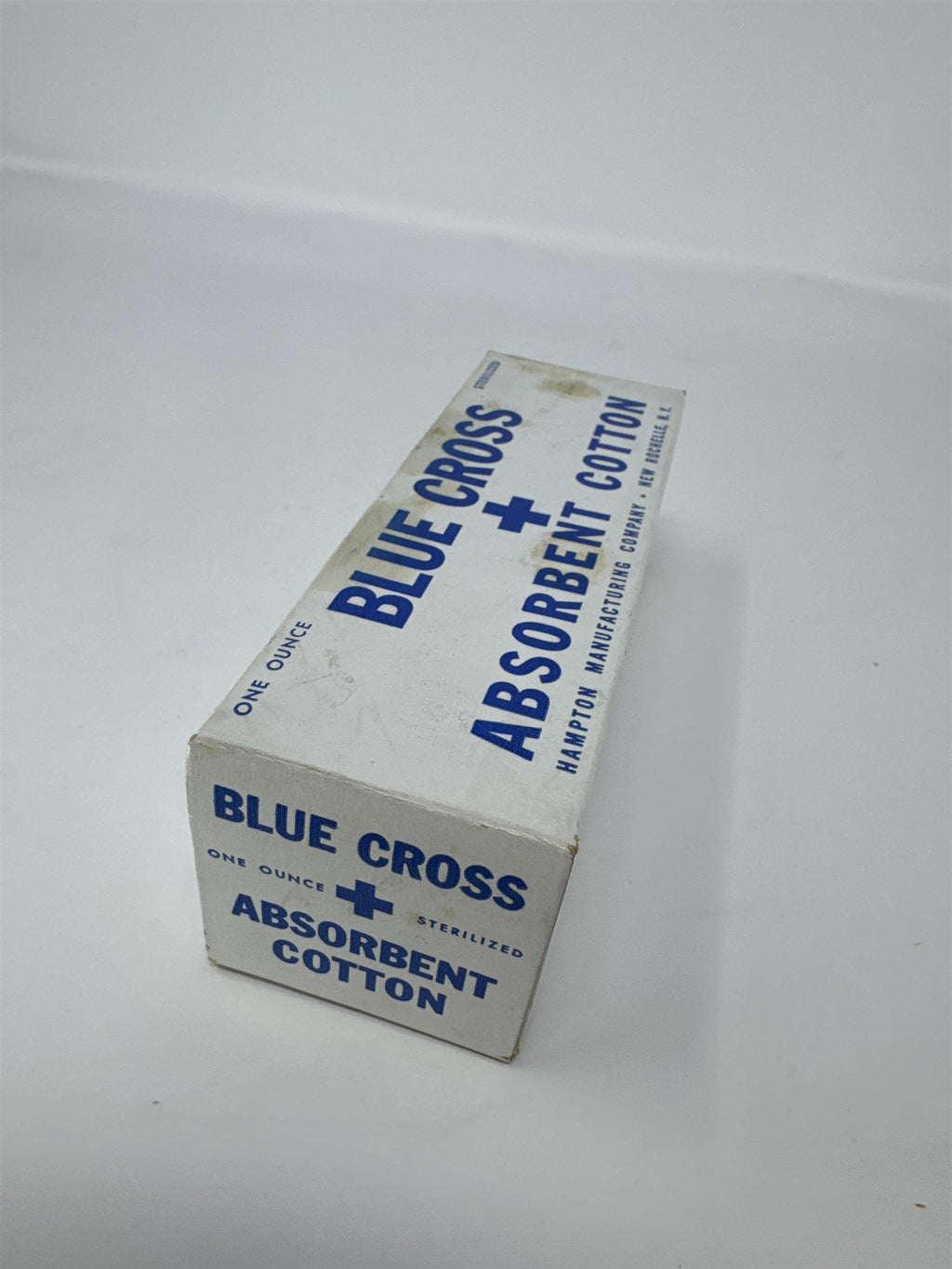 Vintage Blue Cross Absorbent Cotton Box Hampton Manufacturing New Rochelle NY