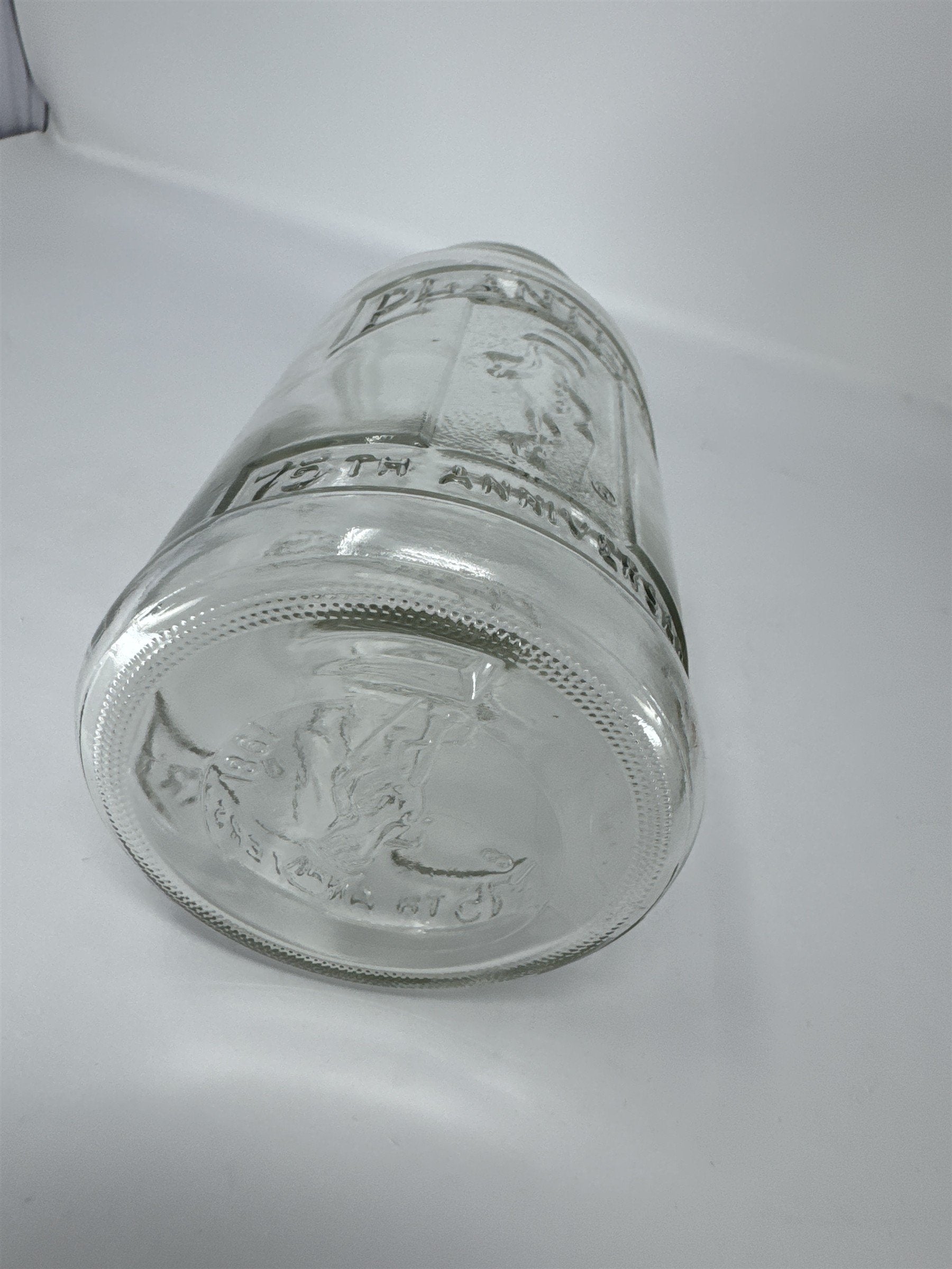 Vintage Planters Peanuts 75th Anniversary Glass Jar Mr. Peanut 1906-1981 with Li