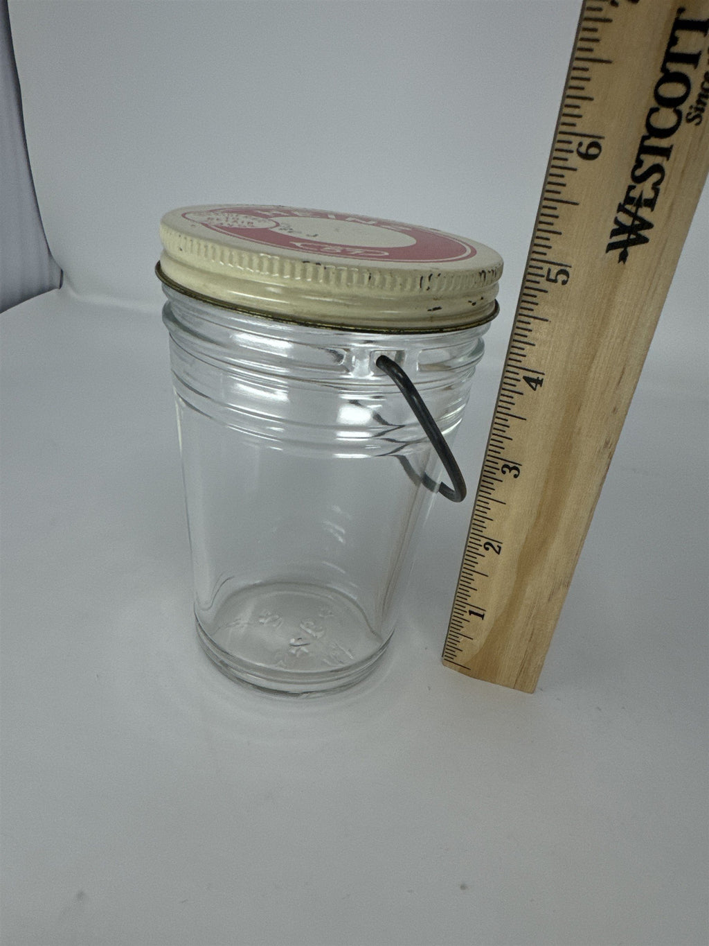 Vintage Heinz 57 Glass Jar with Metal Bail Handle Red White Tin Lid