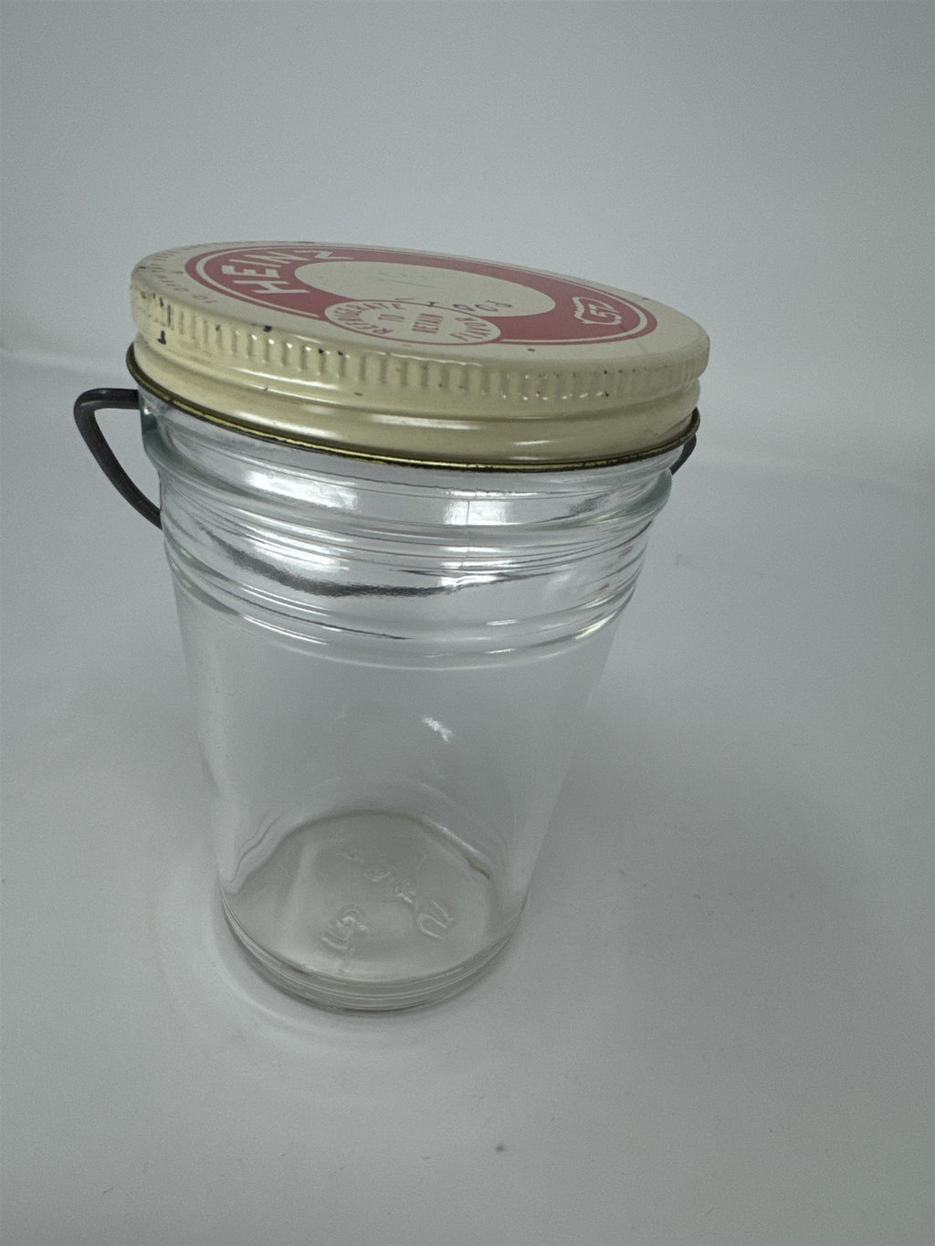 Vintage Heinz 57 Glass Jar with Metal Bail Handle Red White Tin Lid