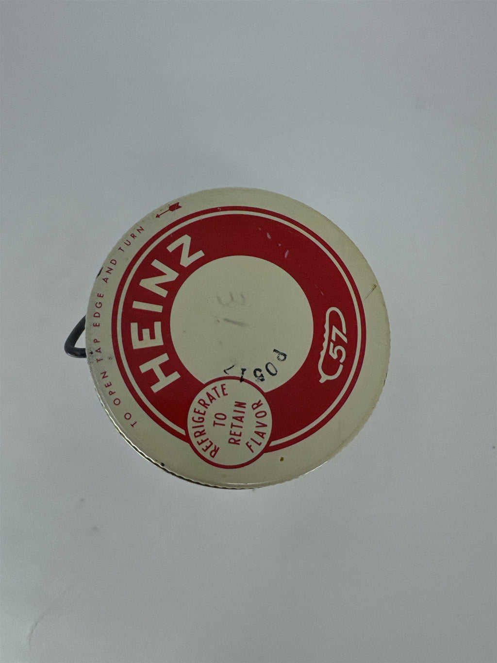 Vintage Heinz 57 Glass Jar with Metal Bail Handle Red White Tin Lid
