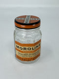 Vintage Moroline Petroleum Jelly Glass Jar Tin Lid Plough Inc Advertising