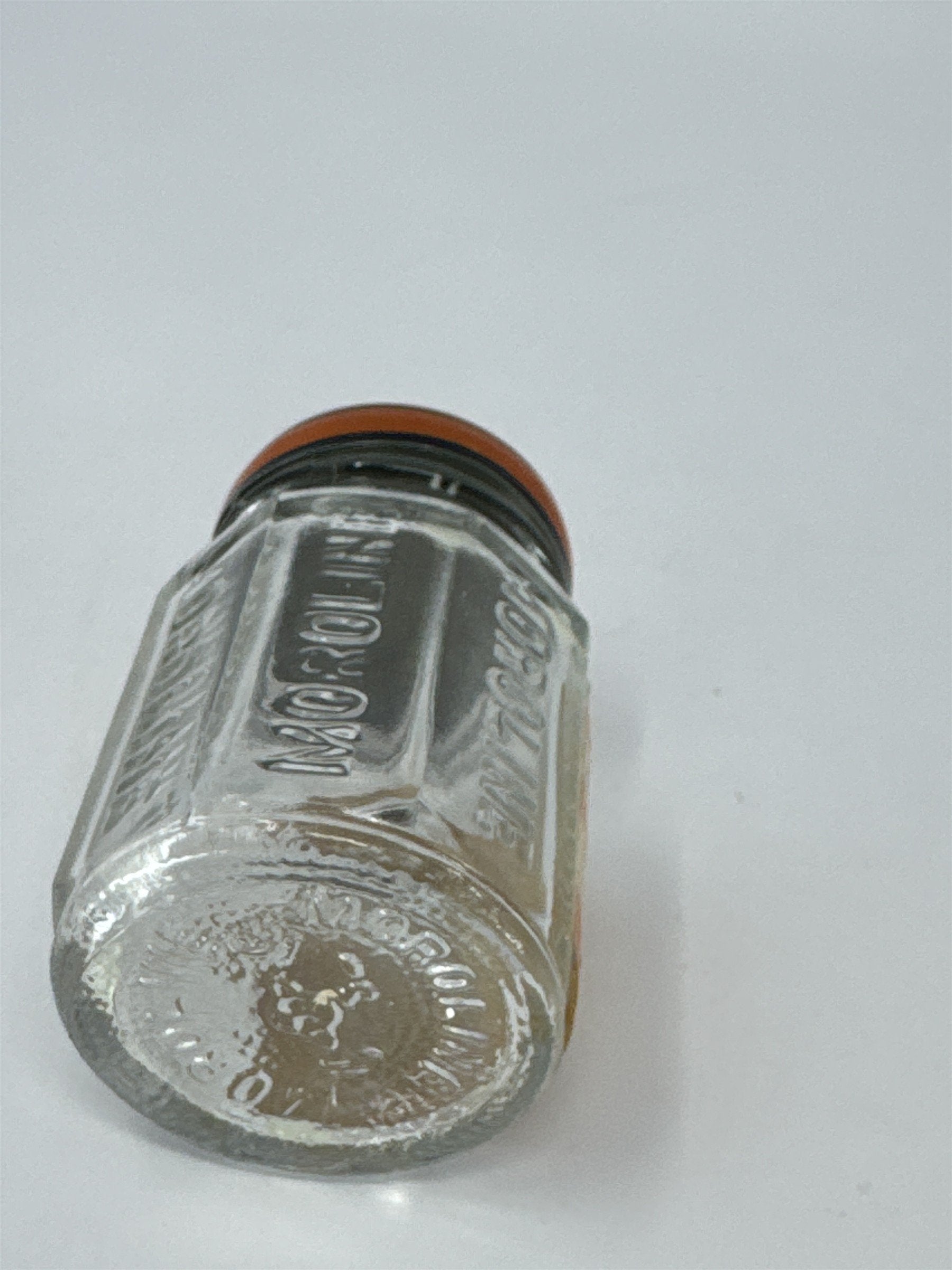 Vintage Moroline Petroleum Jelly Glass Jar Tin Lid Plough Inc Advertising