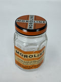 Vintage Moroline Petroleum Jelly Glass Jar Tin Lid Plough Inc Advertising Jar