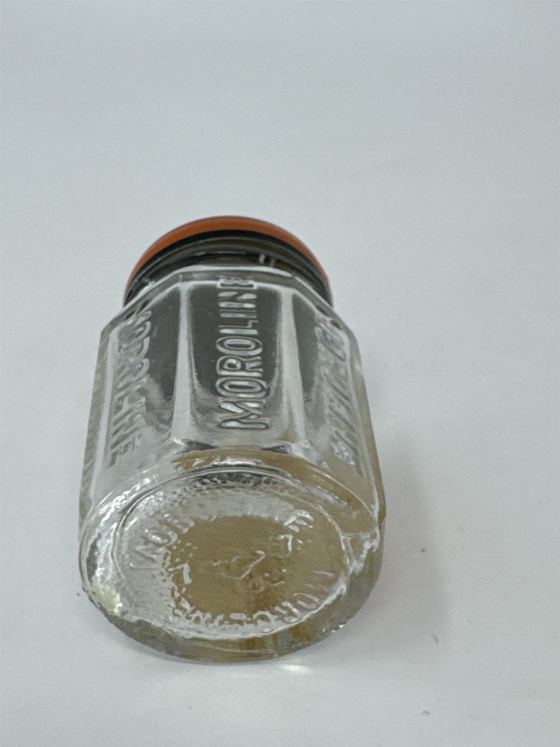 Vintage Moroline Petroleum Jelly Glass Jar Tin Lid Plough Inc Advertising Piece
