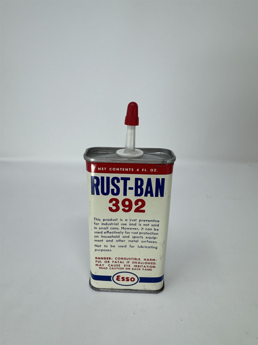 Vintage Esso Rust-Ban 392 Tin Can 4oz Gas Station Petroliana Humble Oil Houston