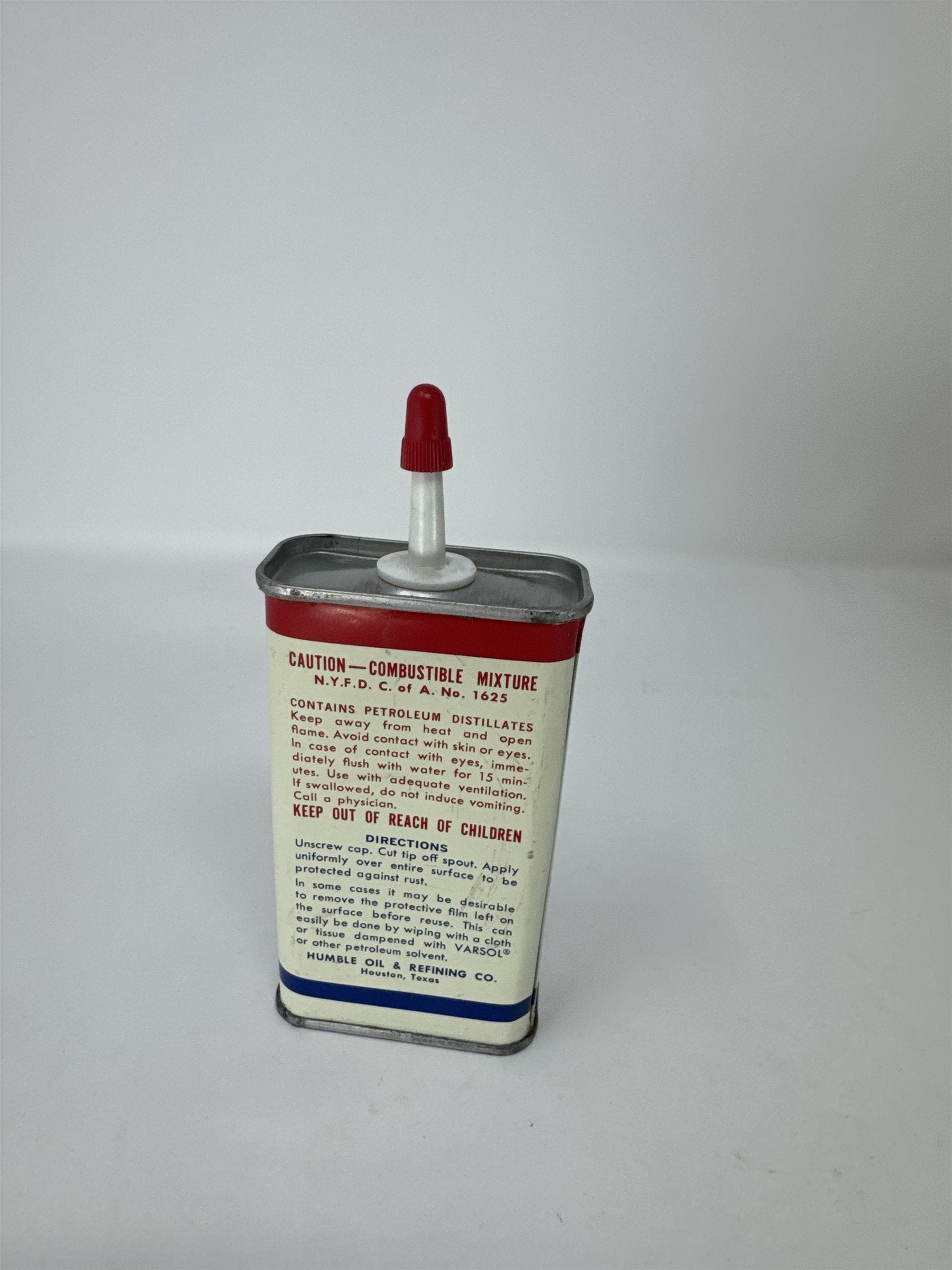 Vintage Esso Rust-Ban 392 Tin Can 4oz Gas Station Petroliana Humble Oil Houston