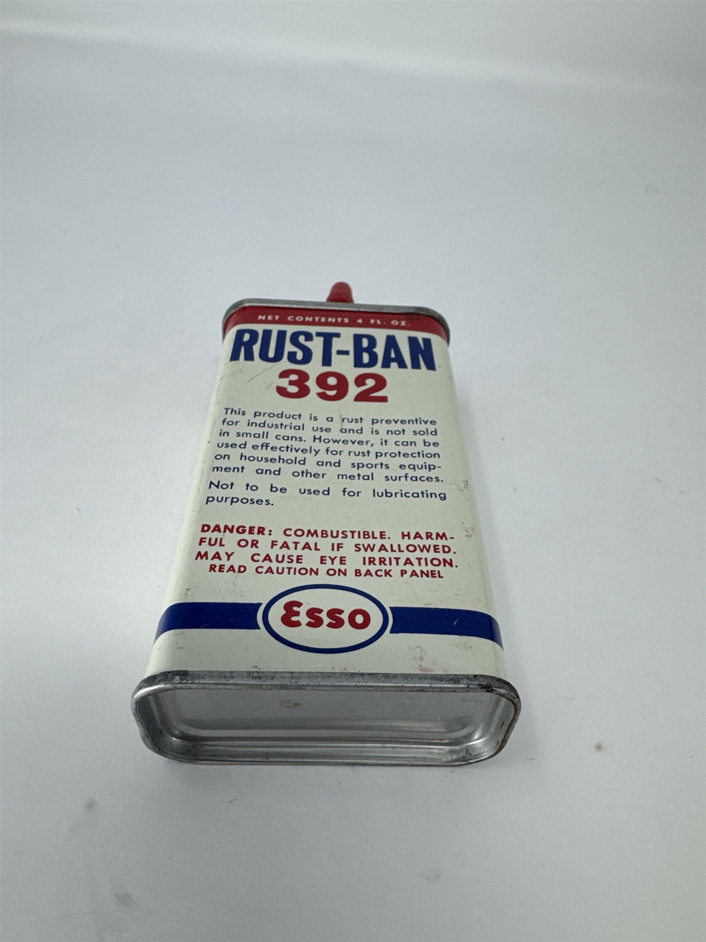 Vintage Esso Rust-Ban 392 Tin Can 4oz Gas Station Petroliana Humble Oil Houston