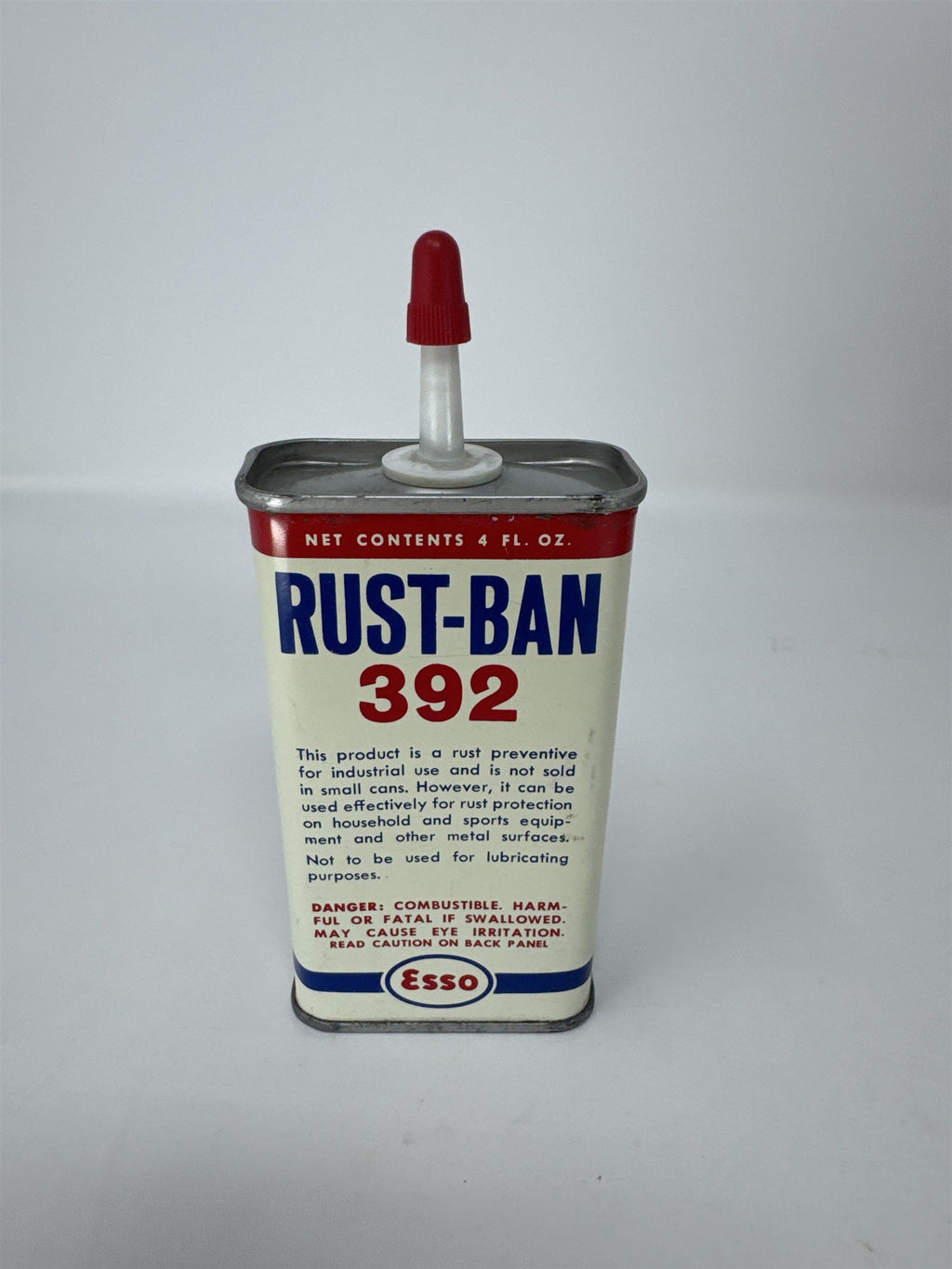 Vintage Esso Rust-Ban 392 4oz Tin Can Gas Station Petroliana Humble Oil Houston