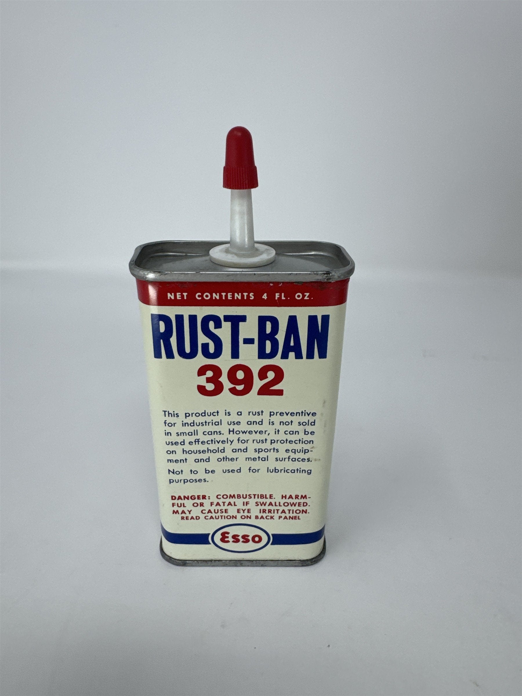 Vintage Esso Rust-Ban 392 4oz Tin Can Gas Station Petroliana Humble Oil Houston