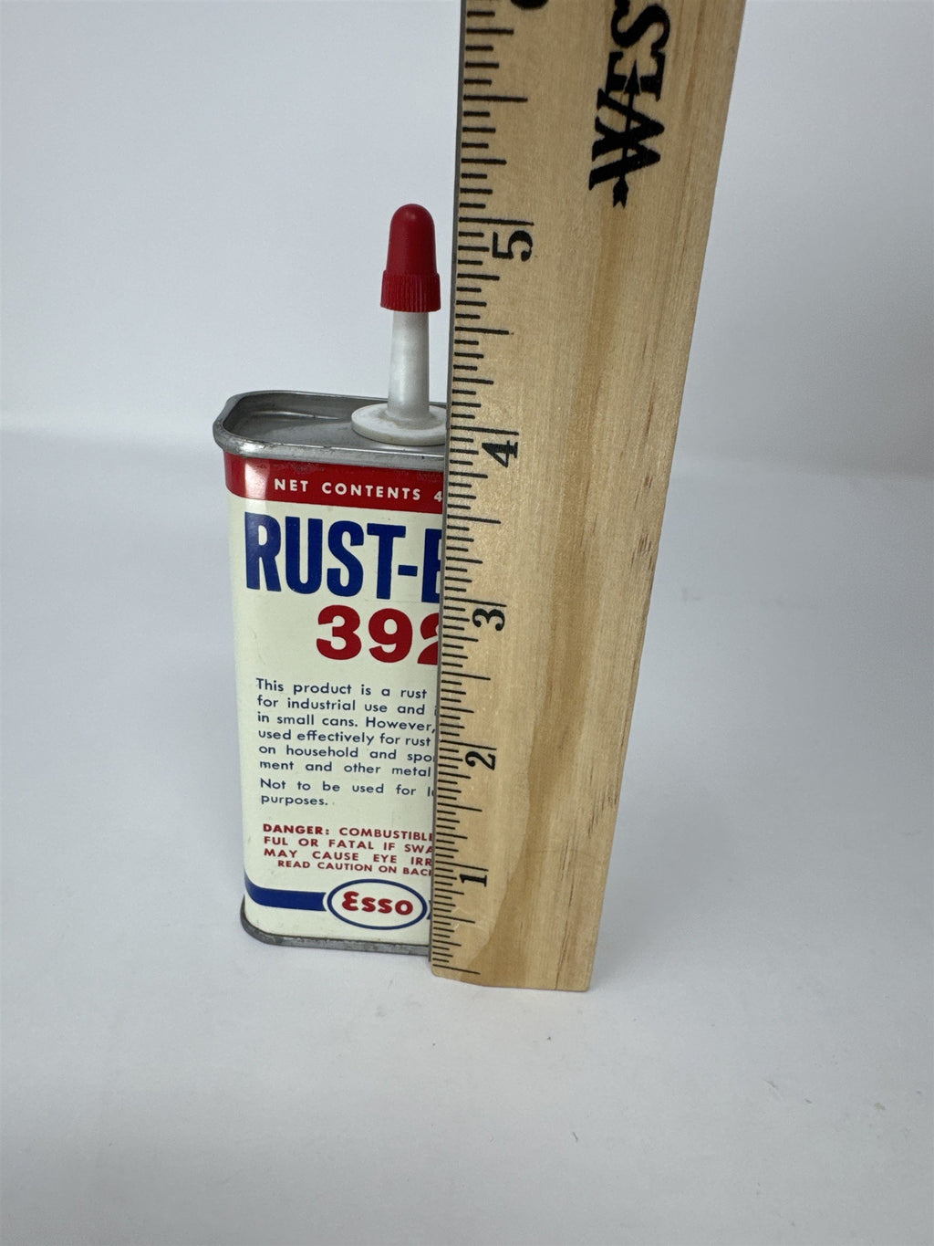 Vintage Esso Rust-Ban 392 4oz Tin Can Gas Station Petroliana Humble Oil Houston