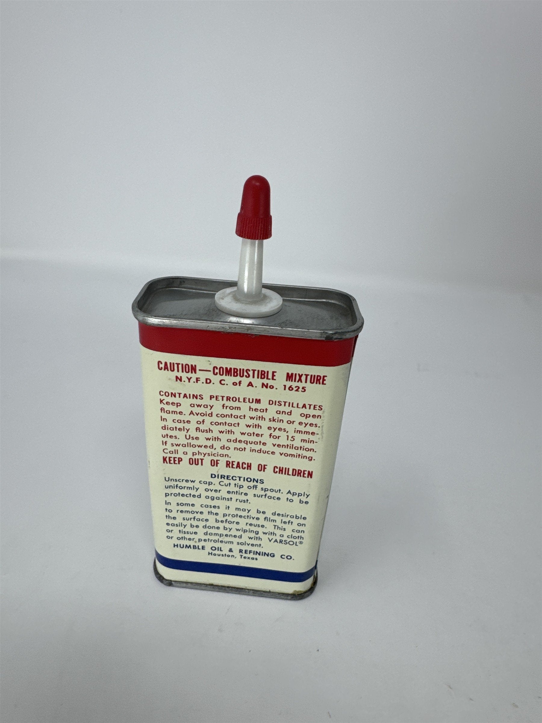 Vintage Esso Rust-Ban 392 4oz Tin Can Gas Station Petroliana Humble Oil Houston