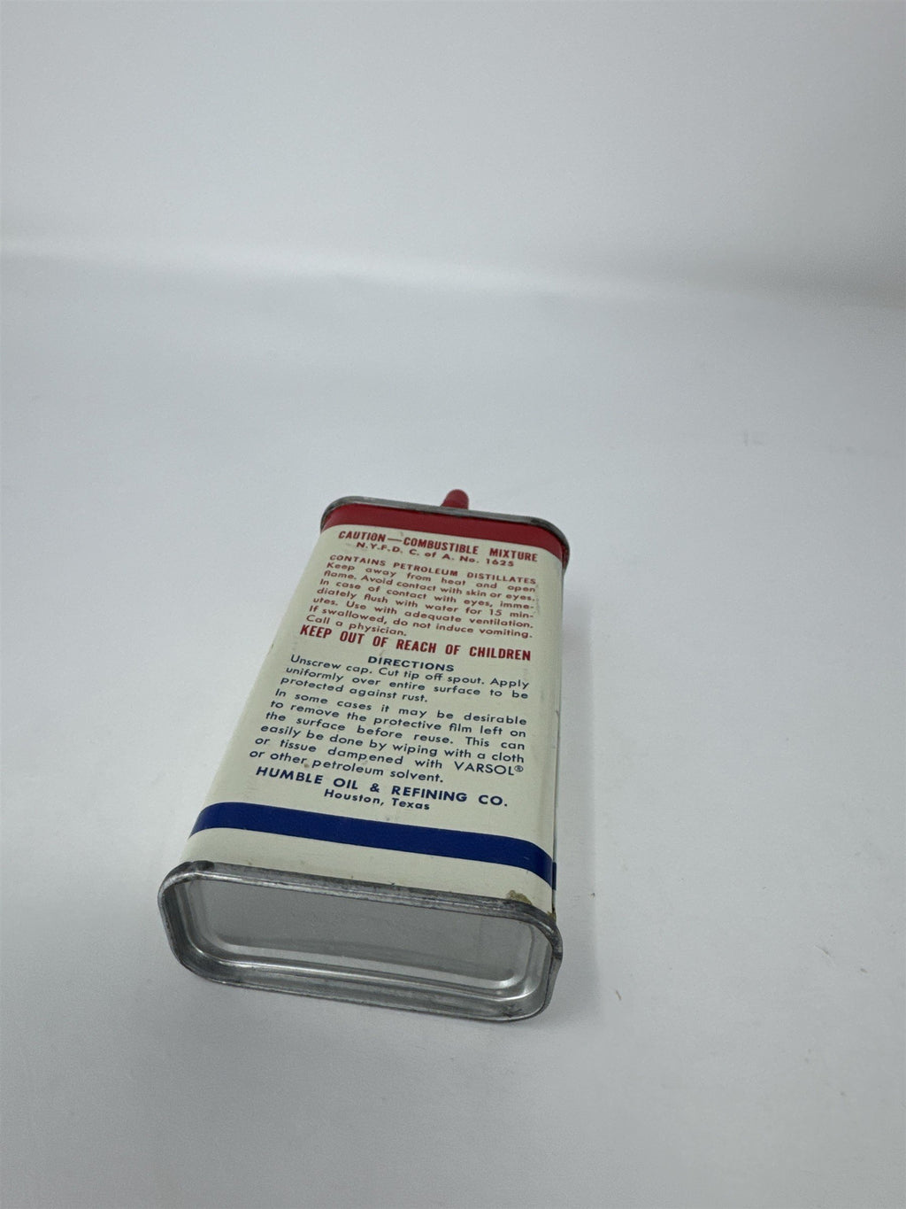 Vintage Esso Rust-Ban 392 4oz Tin Can Gas Station Petroliana Humble Oil Houston
