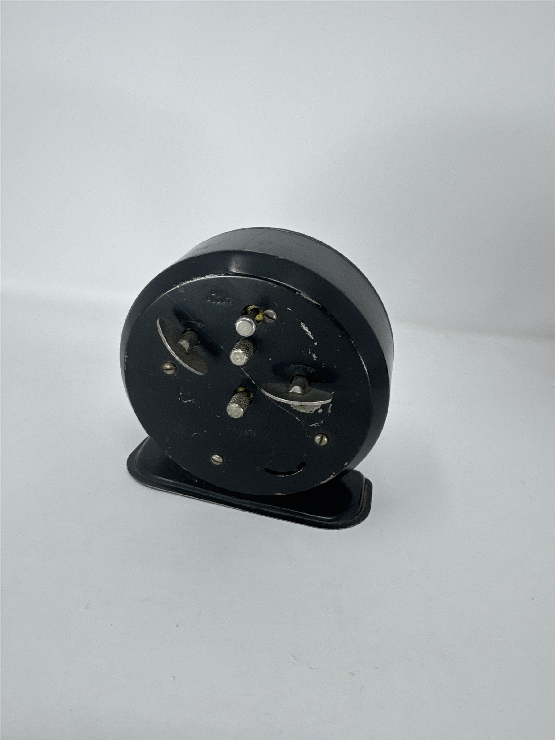 Vintage Westclox Raven Alarm Clock 1944-1947 Black Metal Case Mechanical Works