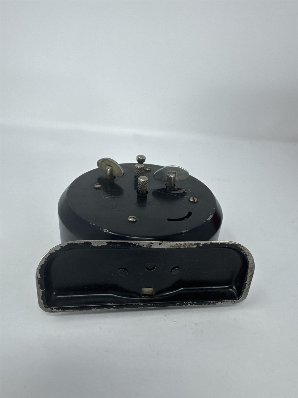 Vintage Westclox Raven Alarm Clock 1944-1947 Black Metal Case Mechanical Works