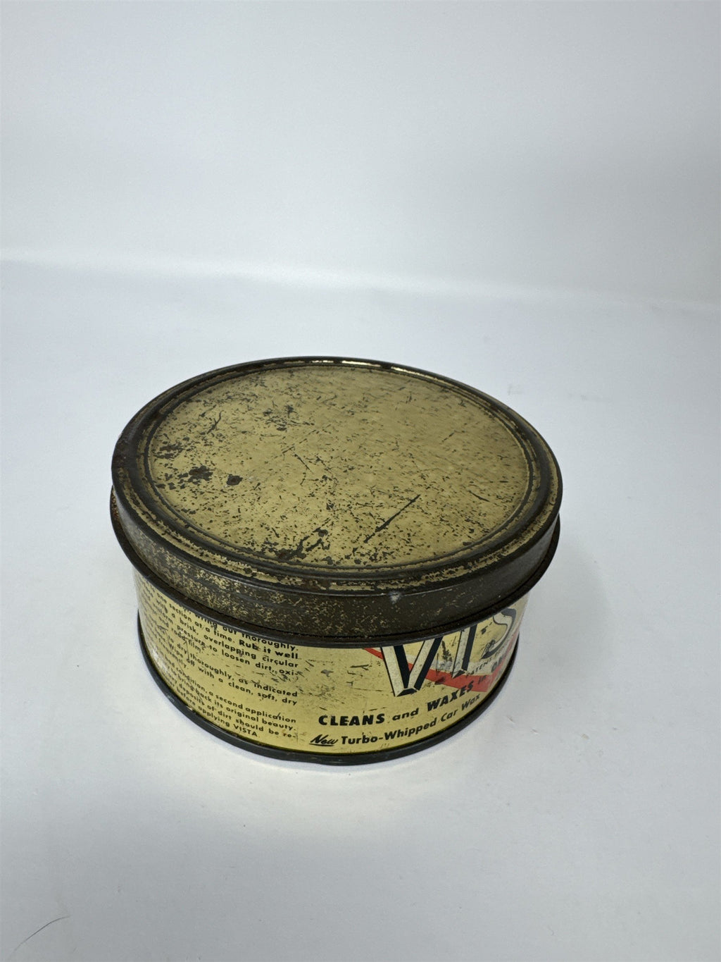 Vintage Simoniz Vista Car Wax Tin 10oz Turbo-Whipped Auto Garage Petroliana