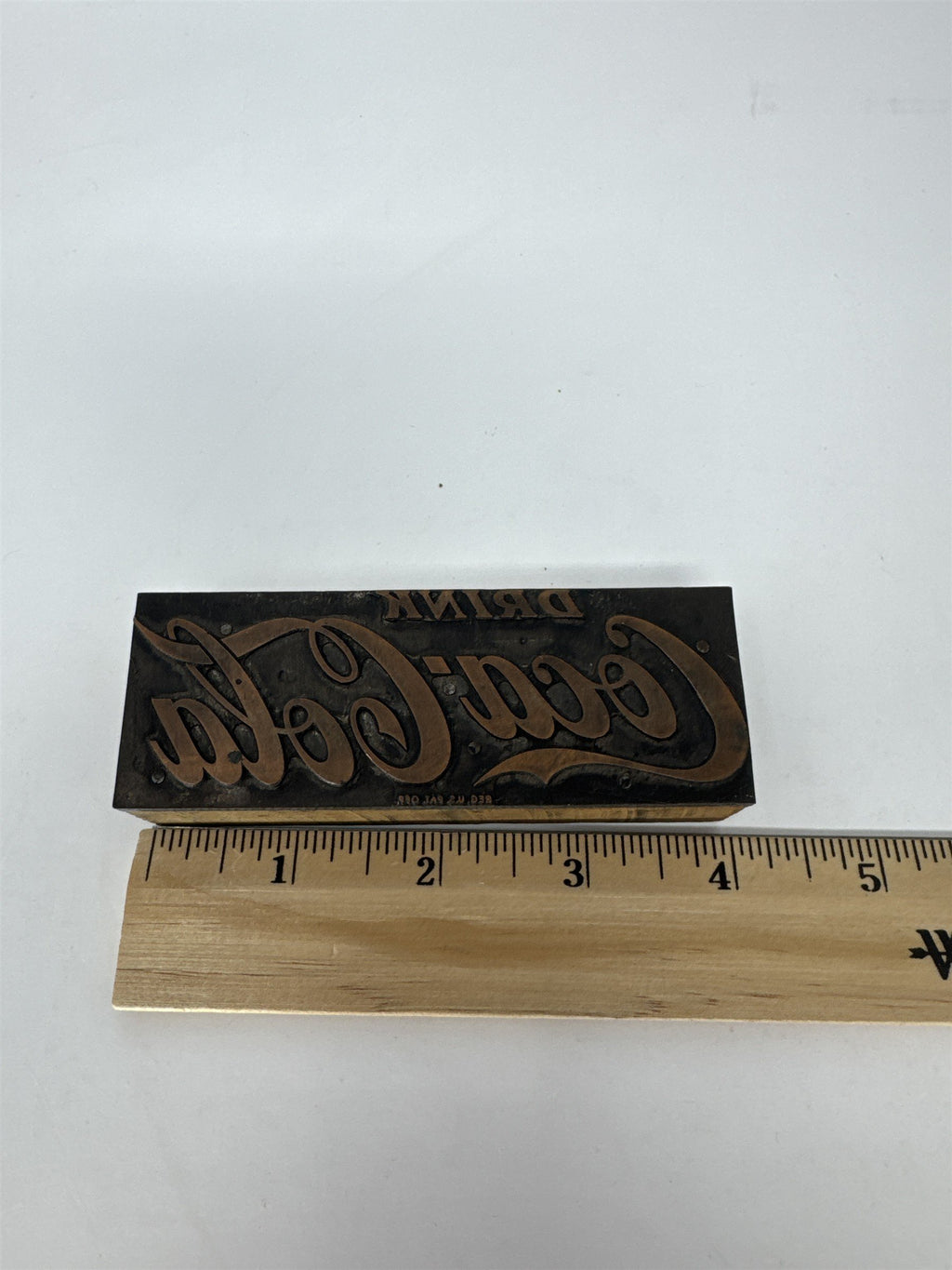Vintage Coca Cola Letterpress Wood Block Stamp Drink Coke Fishtail Logo