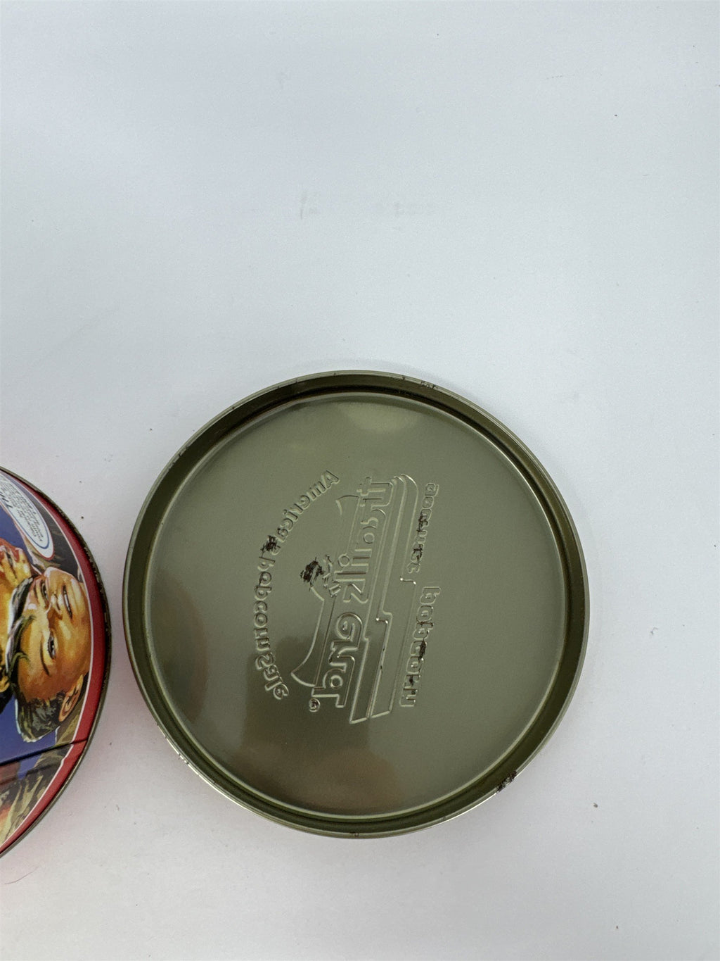 Vtg Trail's End Gourmet Caramel Corn Tin America's Past & Future Bronze Lid