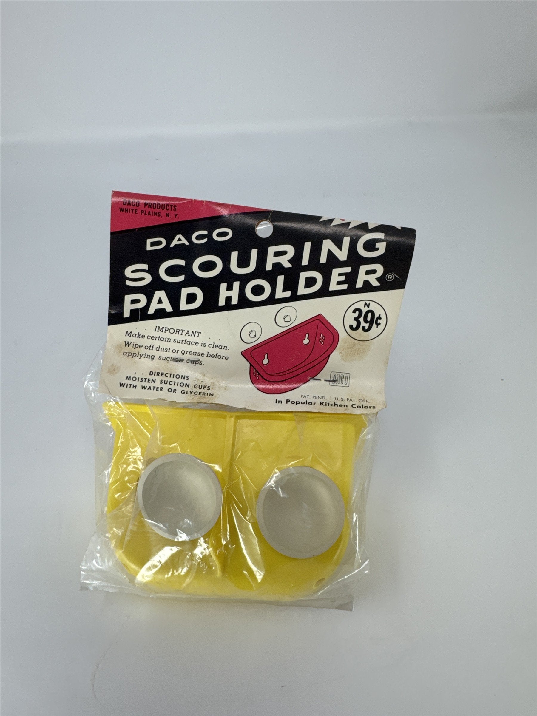 Vintage Daco Scouring Pad Holder NOS New Old Stock 1960s Yellow Plastic Brillo