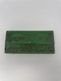 Vintage Farmland Pencil Box Green 3-Compartment Case Farm Animals Art Deco MCM
