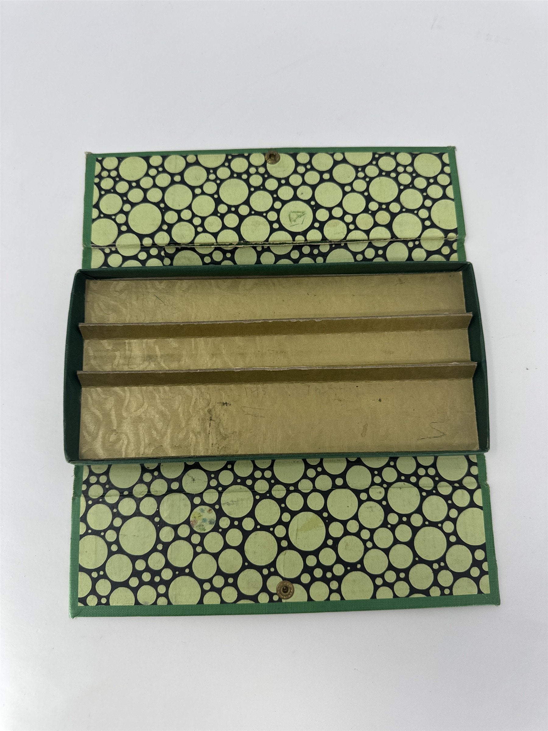 Vintage Farmland Pencil Box Green 3-Compartment Case Farm Animals Art Deco MCM
