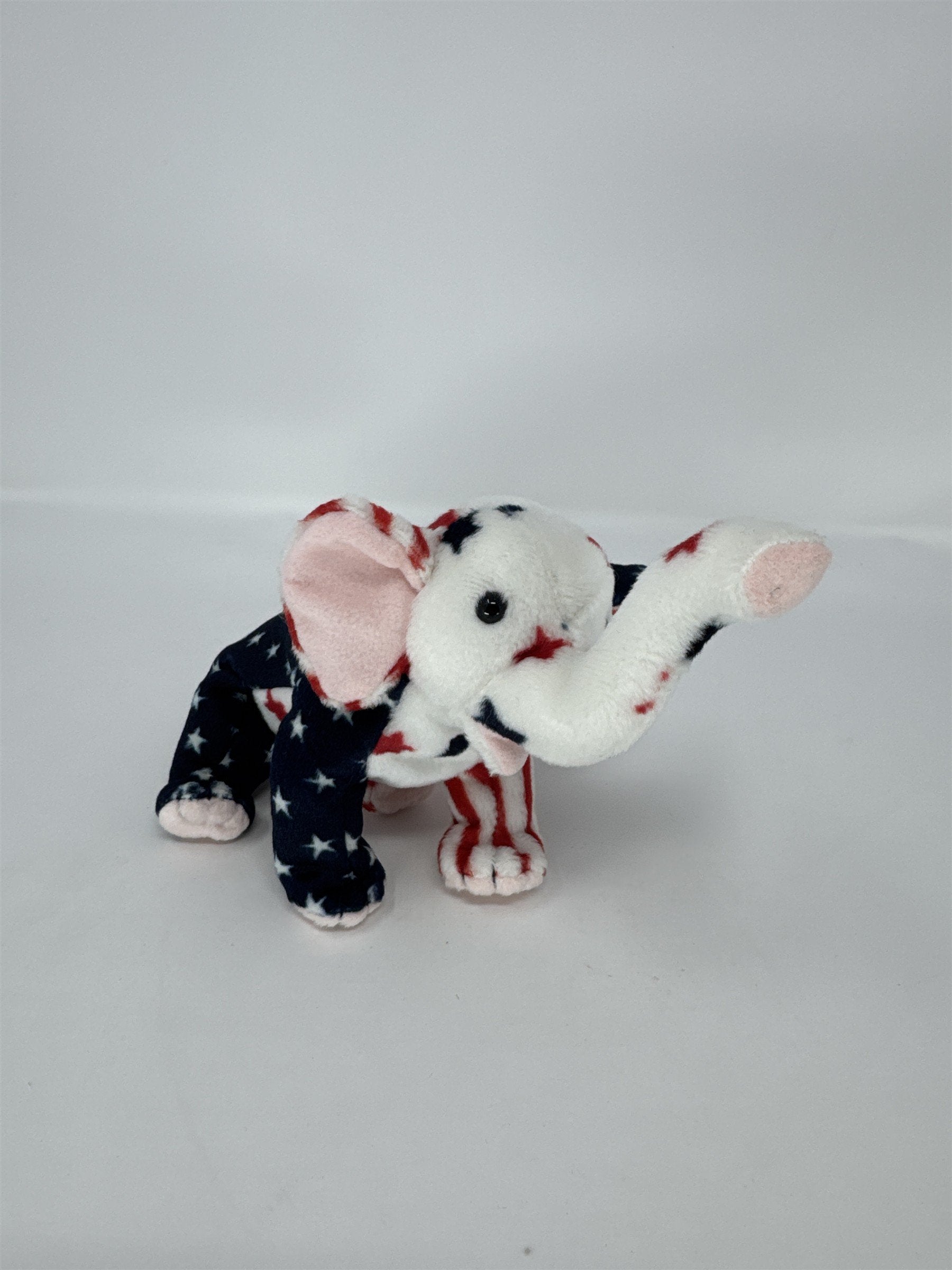 Ty Beanie Baby Righty 2000 Elephant Plush Patriotic USA Stars Stripes