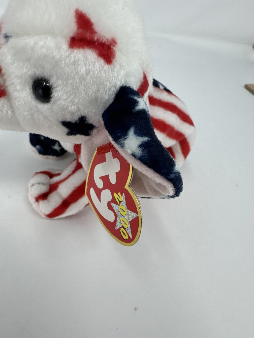Ty Beanie Baby Righty 2000 Elephant Plush Patriotic USA Stars Stripes