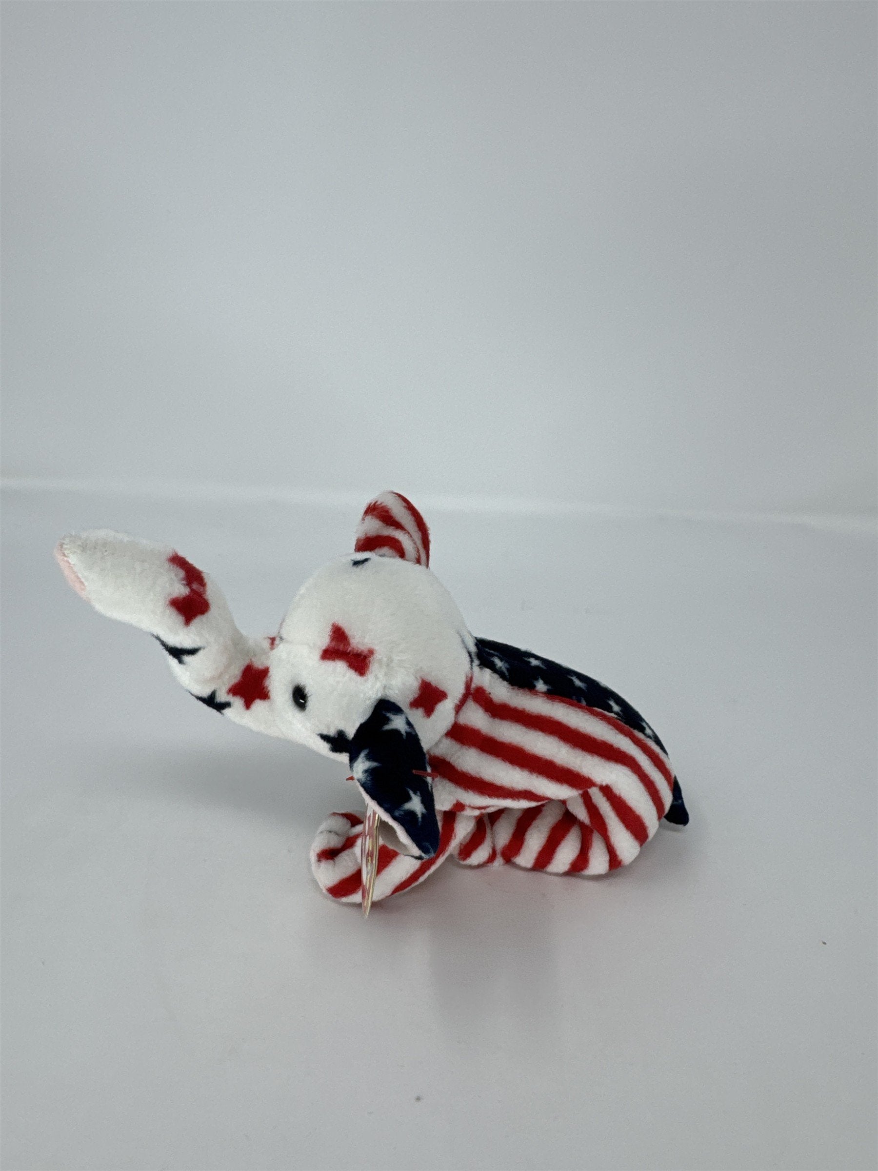 Ty Beanie Baby Righty 2000 Elephant Plush Patriotic USA Stars Stripes