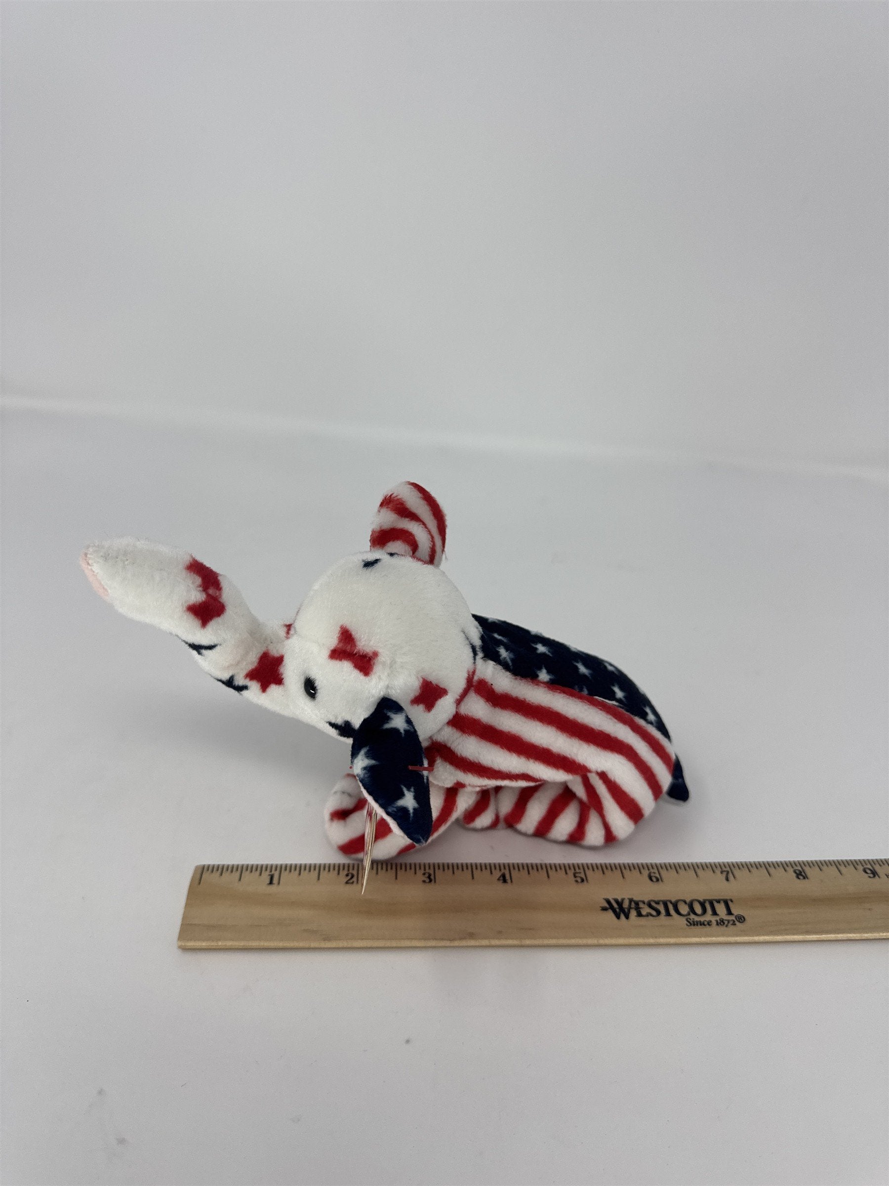 Ty Beanie Baby Righty 2000 Elephant Plush Patriotic USA Stars Stripes
