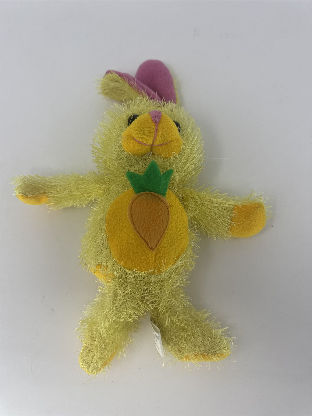 Vintage Kuddle Me Toys Yellow Shaggy Bunny Plush with Carrot 10"