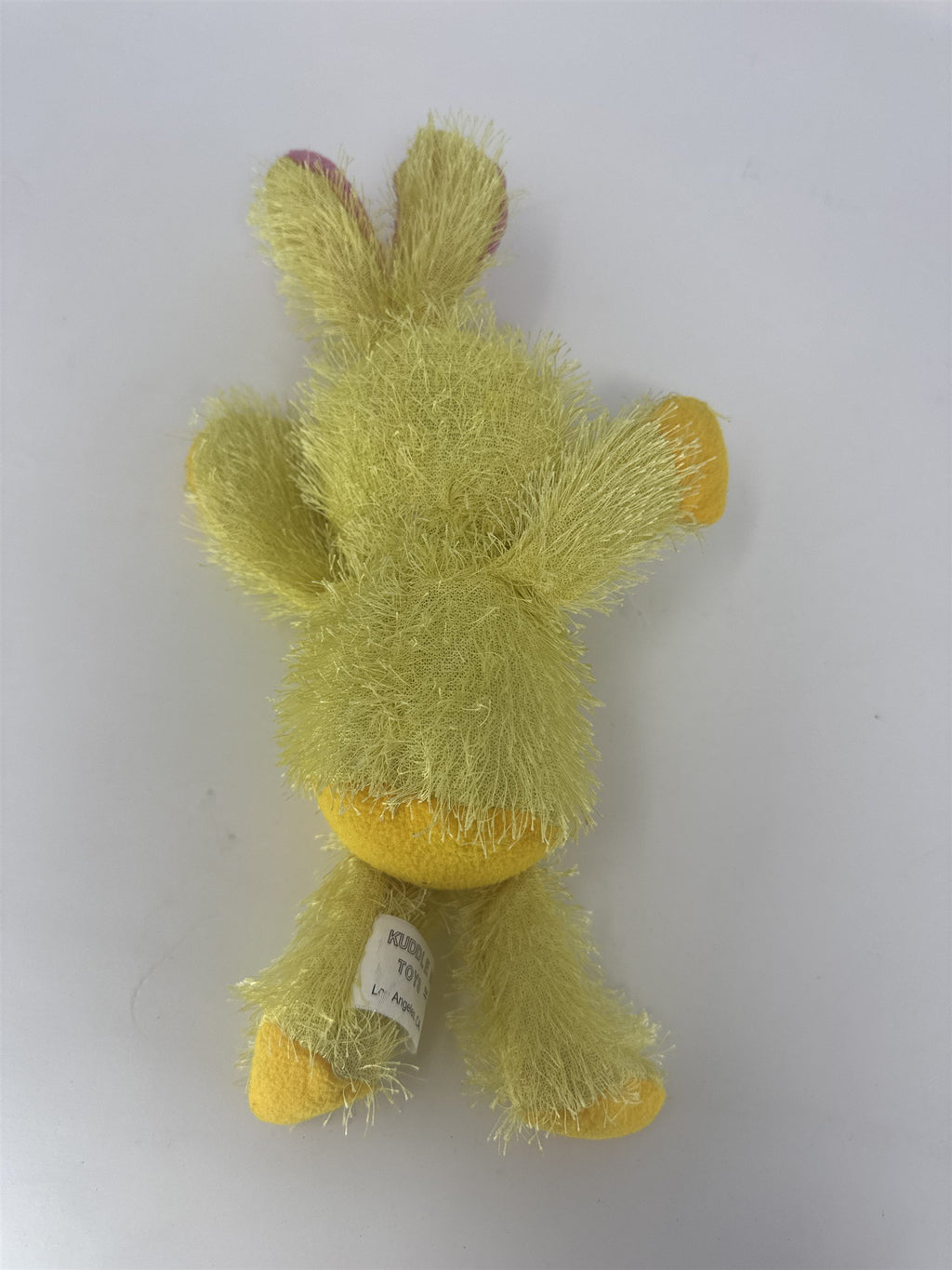 Vintage Kuddle Me Toys Yellow Shaggy Bunny Plush with Carrot 10"