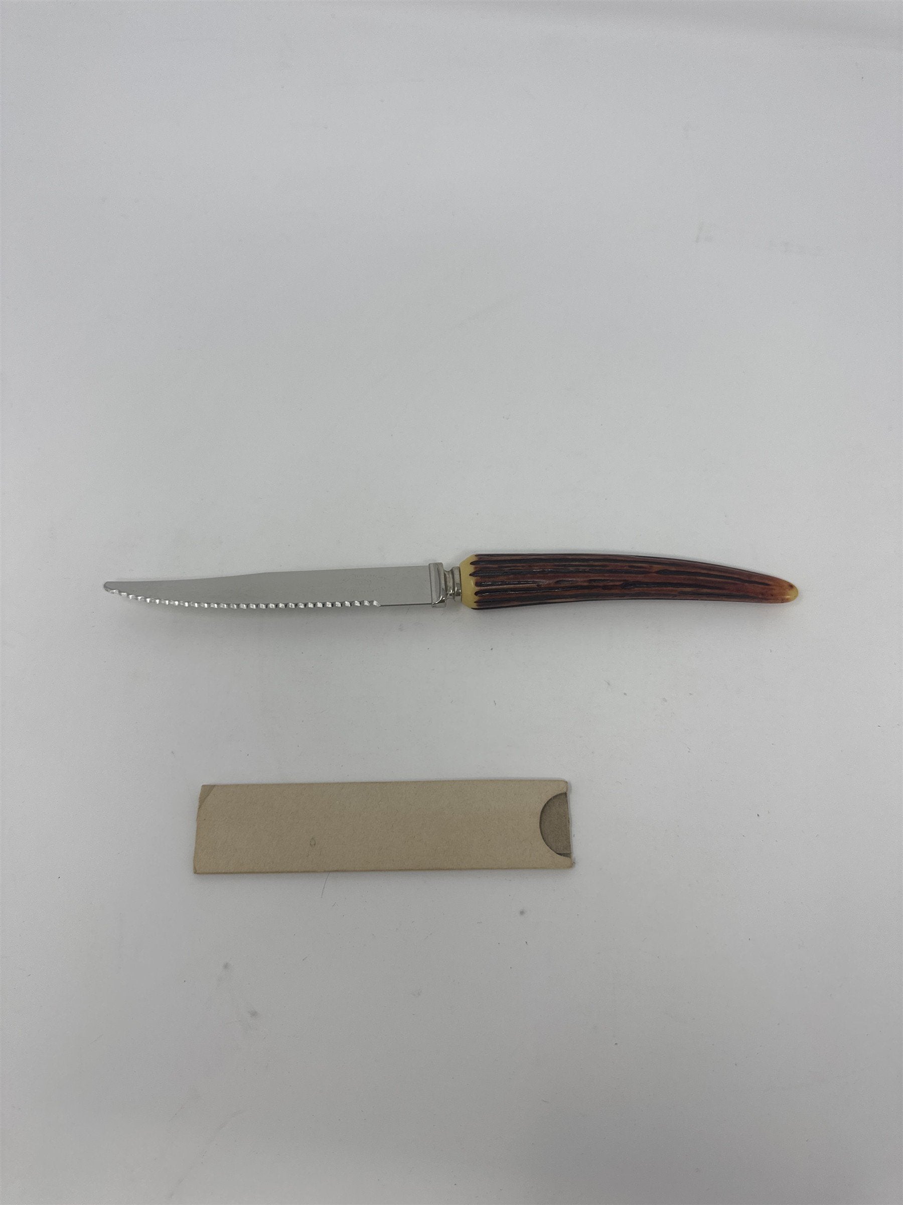 Lifetime Cutlery Steak Knife 8.5" Serrated Stainless Faux Stag Horn Handle